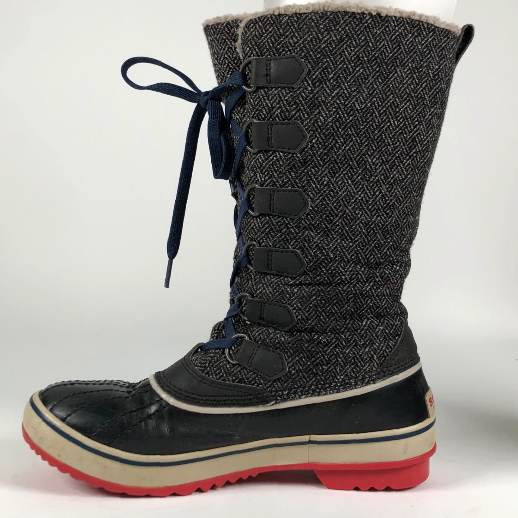 SOREL Sorel Tivoli Womens Snow Boot Gray Tweed Wool Waterproof Lace Up Mid-Calf Round Toe Fur Trim Winter Boots Women's 8 US Size US 8 / IT 38 - 6 Thumbnail