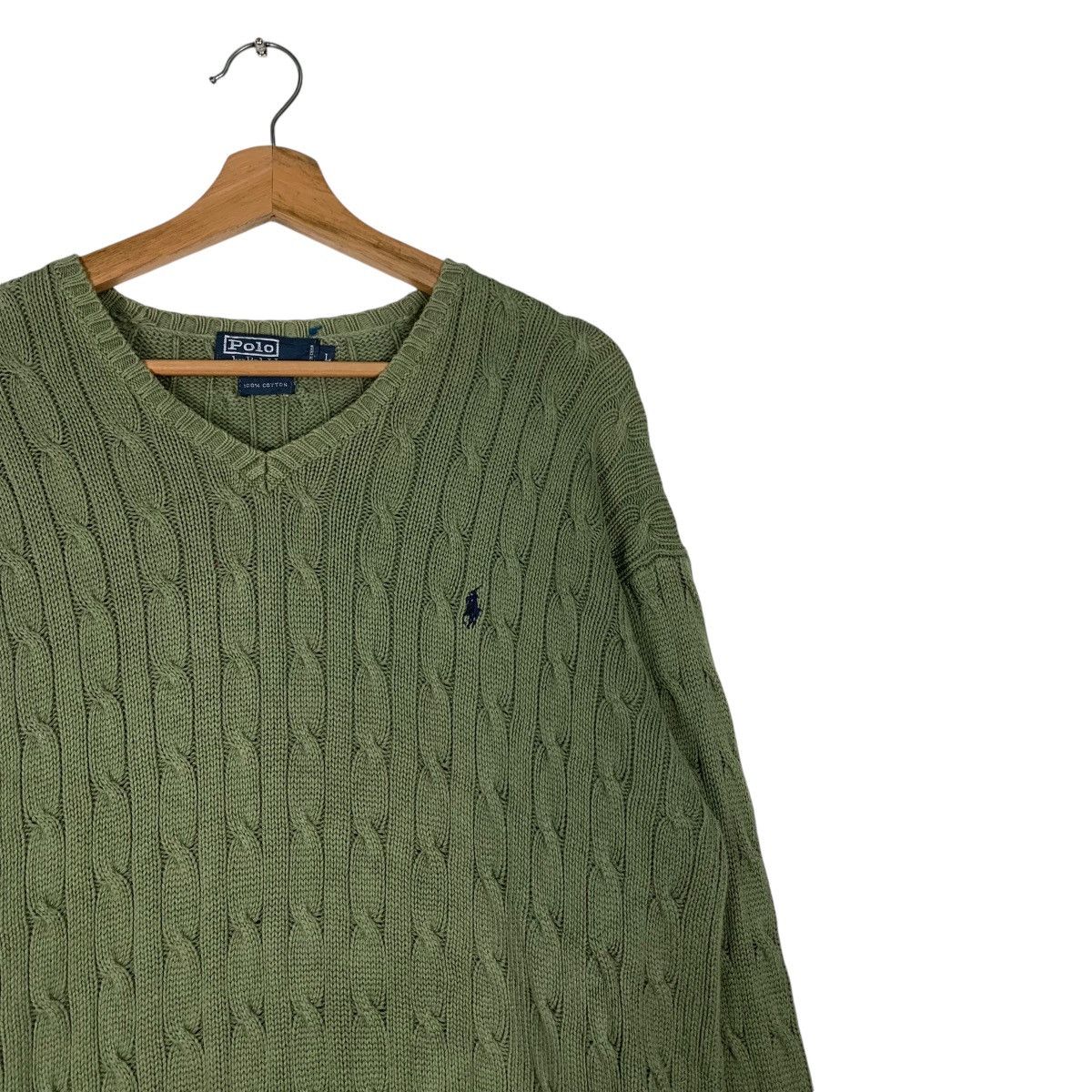 Polo Ralph Lauren POLO RALPH LAUREN Cable Knit Green Sweater #1193-C54 Size US L / EU 52-54 / 3 - 4 Thumbnail