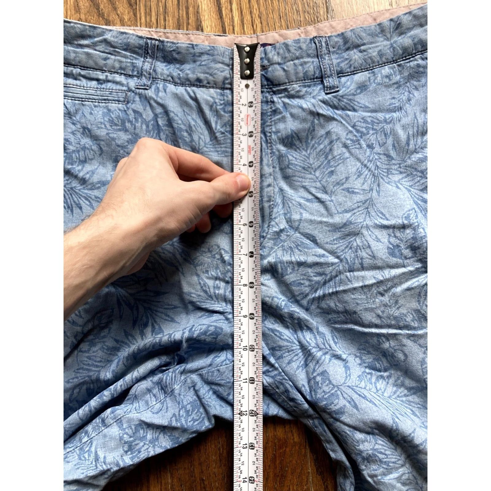 johnnie-O Johnnie-O Shorts Mens Size 32 AOP Runaway Frond Jacquard Blue Chambray Golf Shirt Size US 32 / EU 48 - 3 Thumbnail