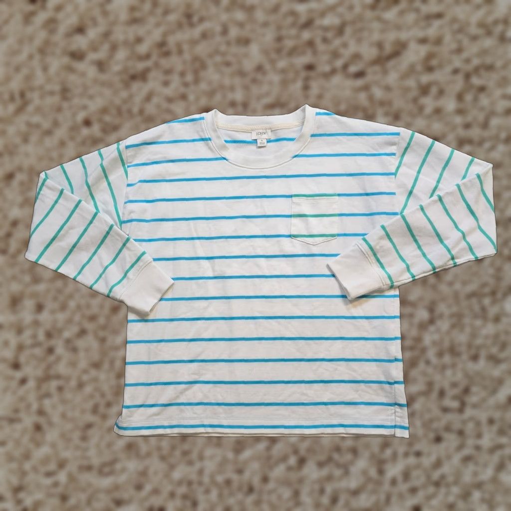 J.Crew J.CREW Sweatshirt Womens Small White Striped Colorblock Knit Top Casual Basic Shirt Pullover Size S / US 4 / IT 40 - 1 Thumbnail