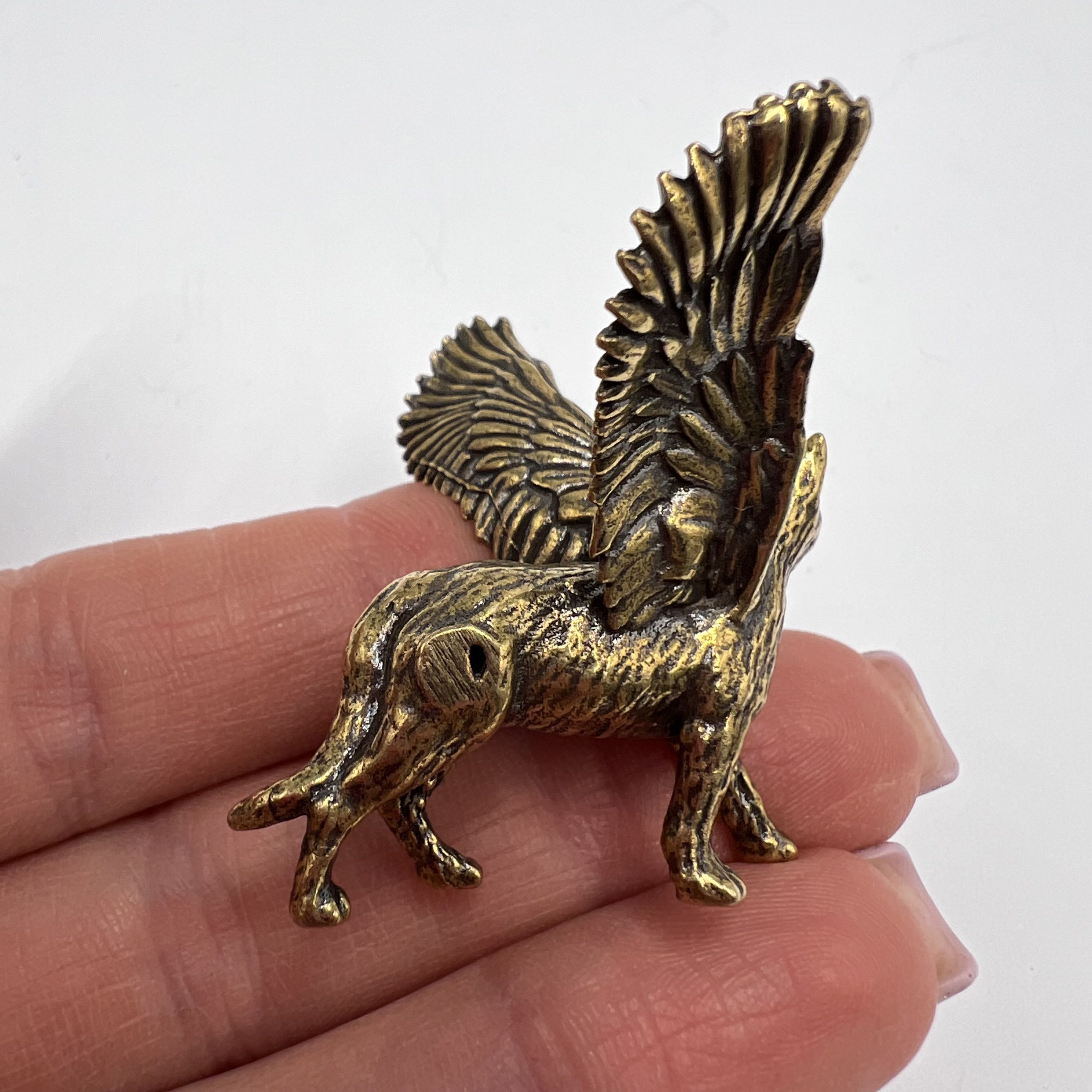 Vintage Vintage Mini Figure Cat with Wings Brass Bronze Decor Size ONE SIZE - 2 Thumbnail