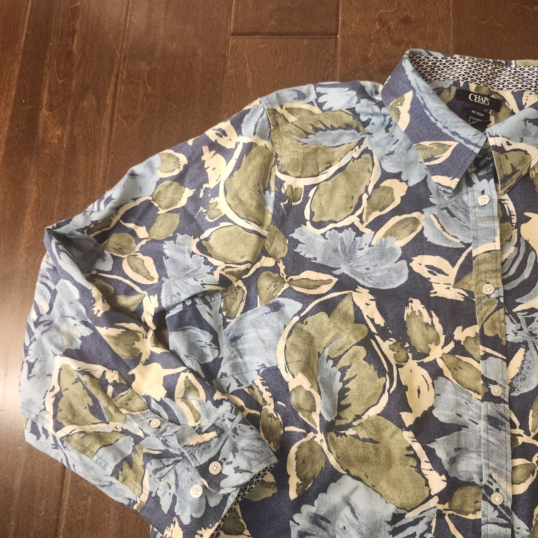 Chaps Chaps Button-Up Shirt Mens 2X Floral Hawaiian Blue Multicolor Casual Shirt 3/4 Sleeve Size US XXL / EU 58 / 5 - 4 Thumbnail