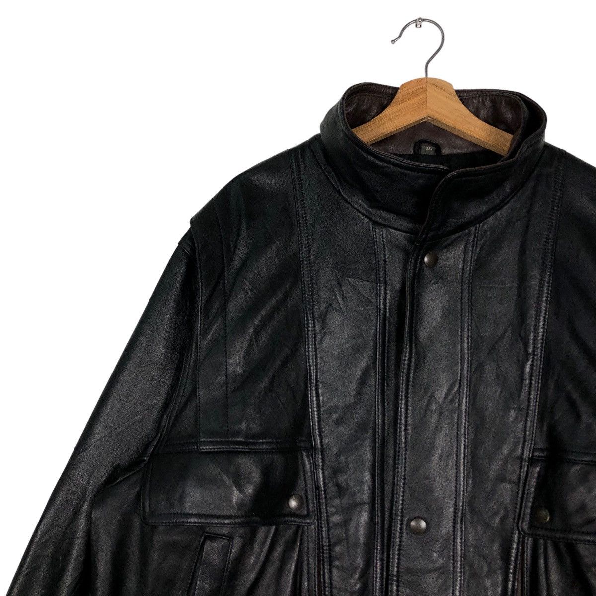 Japanese Brand 🔥Vtg Bomber Jacket Leather Biker Wind Armor Nichiwa Japan Size US L / EU 52-54 / 3 - 7 Thumbnail