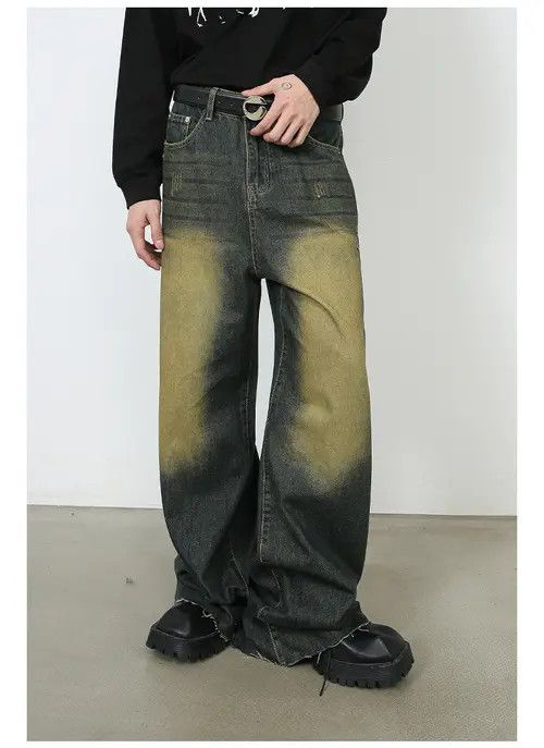 Hypebeast × Japanese Brand × Jean Pants Loose distressed retro trendy wide-leg jeans for men Size US 34 / EU 50 - 2 Thumbnail