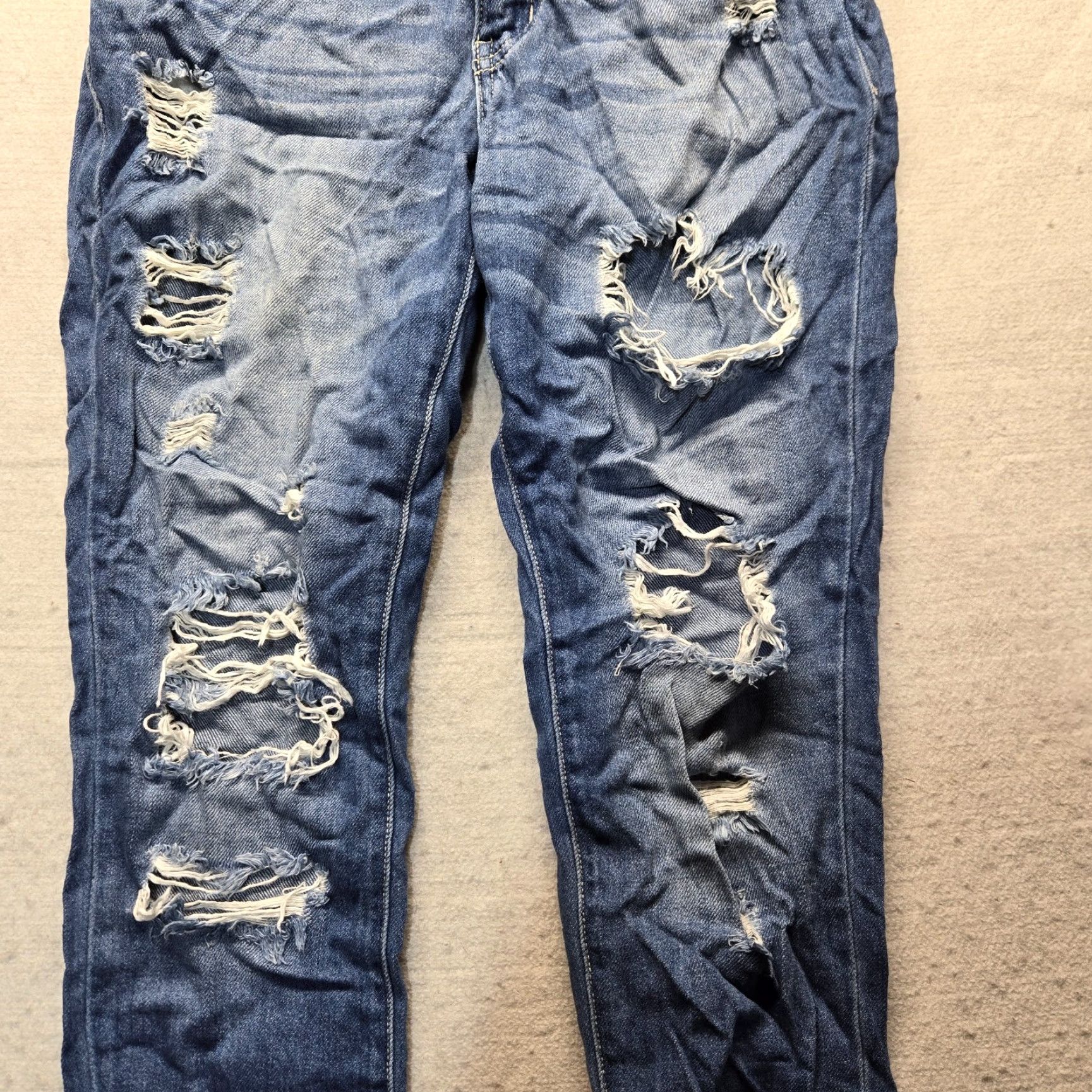 Vintage KanCan Destroyed Dark Wash Stretch Skinny Jeans Denim Pants Women Adult 24 Blue 5-Pocket Modern Slim 90s? Size 42" / US 20 - 2 Thumbnail