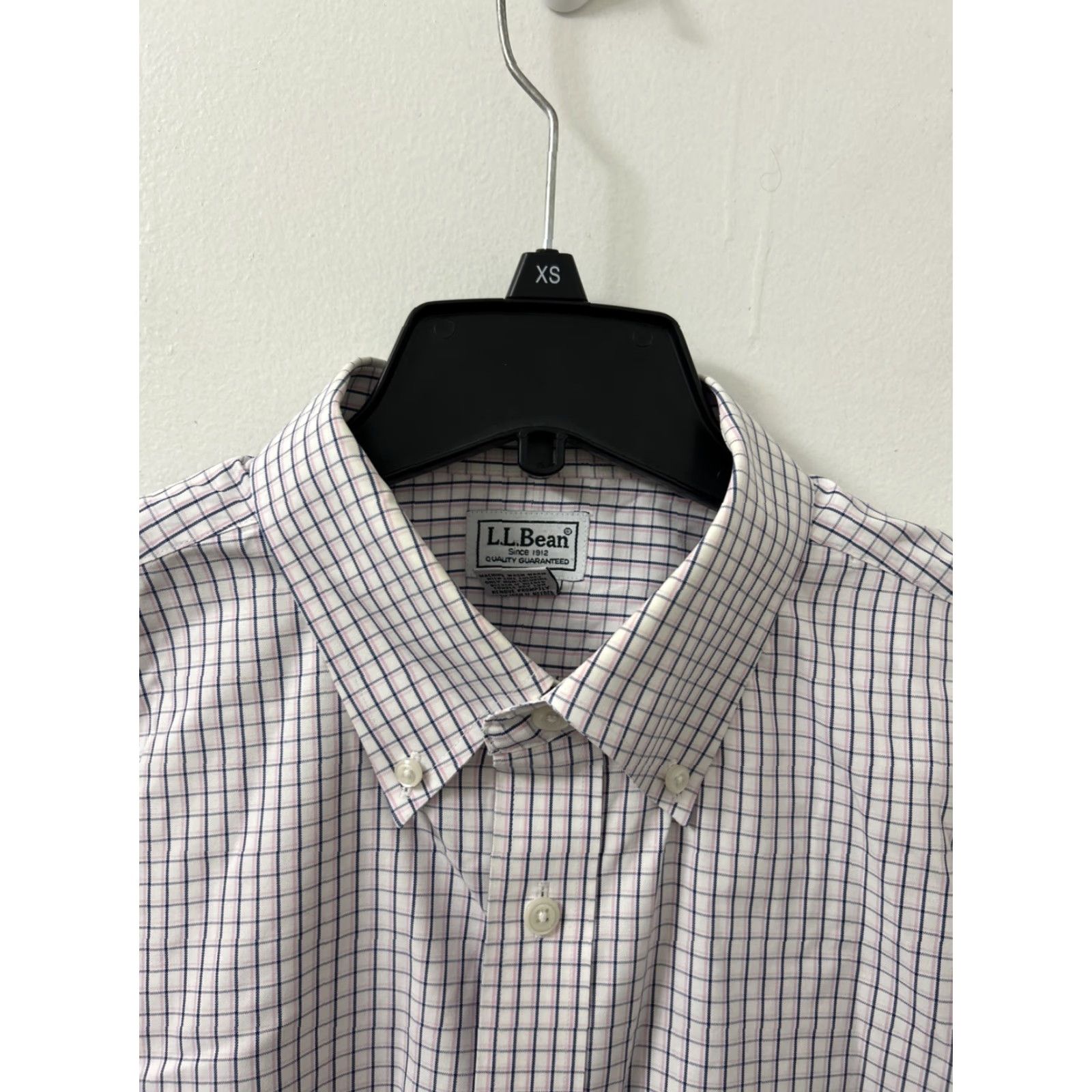 Vintage L.L. Bean Shirt Mens 16.5 White Oxford Plaid Button-Up Wrinkle-Free L/S 300450 Size US XL / EU 56 / 4 - 5 Thumbnail