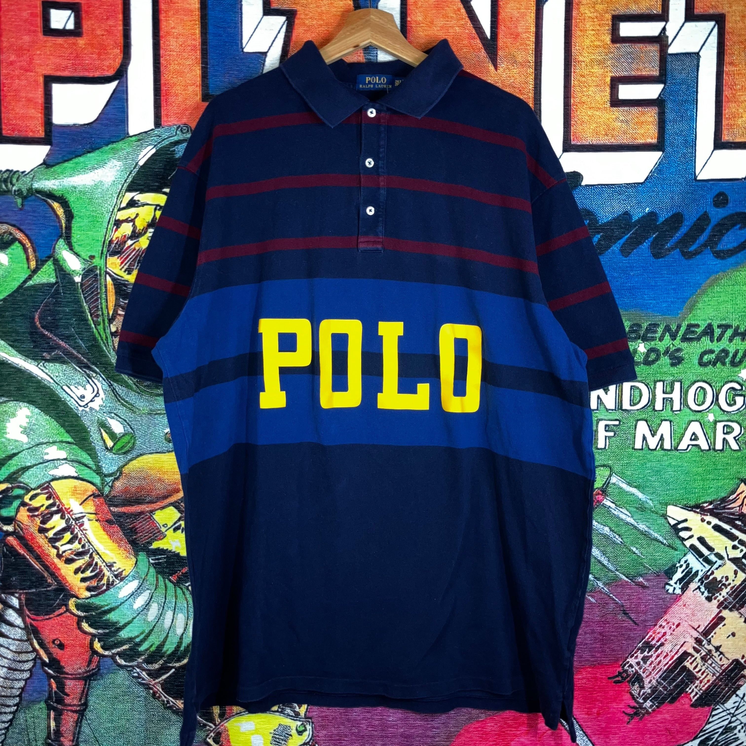 Polo Ralph Lauren × Vintage Polo by Ralph Lauren Stripped Navy/Red/Blue Yellow Spell out Size US XXL / EU 58 / 5 - 1 Thumbnail