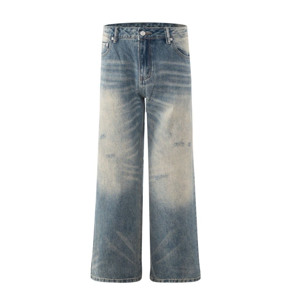 Vintage American retro washed men's distressed straight leg jeans Size US 32 / EU 48 - 1 Thumbnail