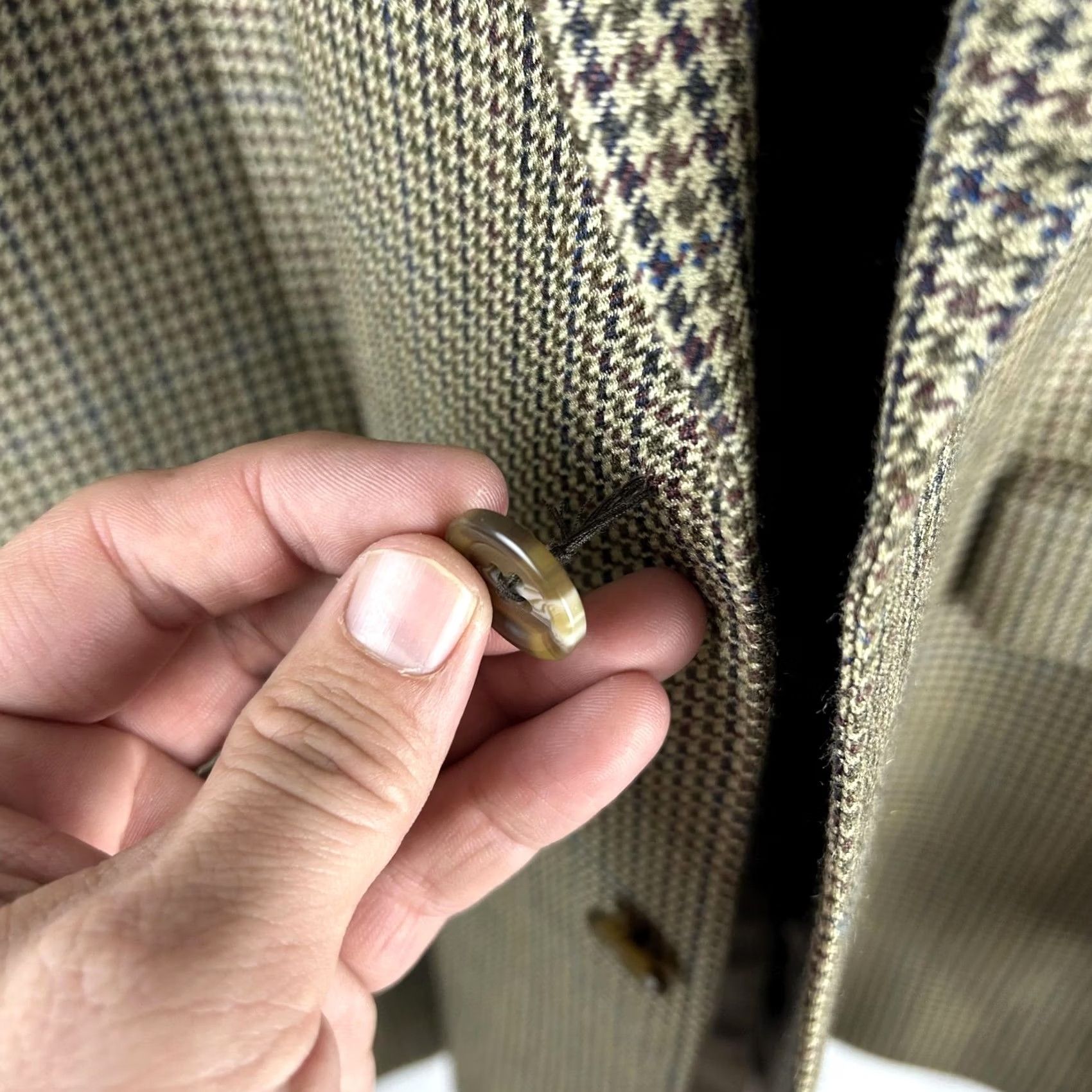 Chaps Chaps Sport Coat Silk 100% Brown Houndstooth 48L Single-Breasted Two-Button Jacket Mens Size US M / EU 48-50 / 2 - 7 Thumbnail