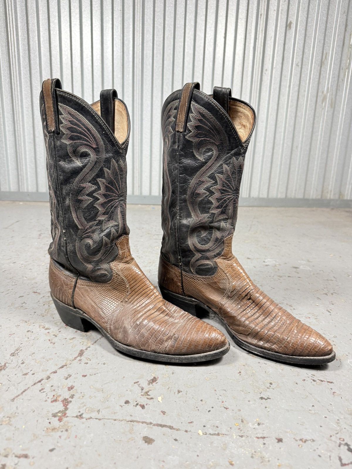Dan Post 80s Vintage Dan Post USA Teju Lizard Skin Cowboy Boots Toes Size US 8.5 / EU 41-42 - 6 Thumbnail