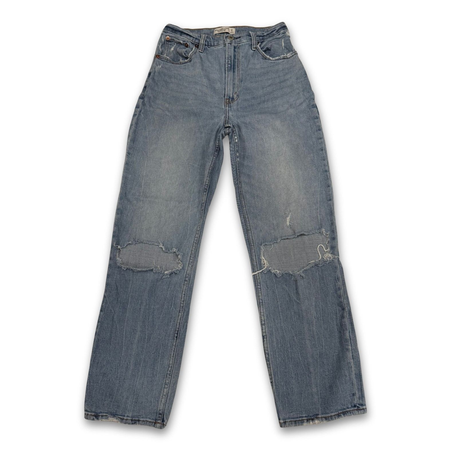 Abercrombie & Fitch Distressed The Ankle Straight Ultra High Rise | Women's 27/4 Size 27" / US 4 / IT 40 - 1 Thumbnail