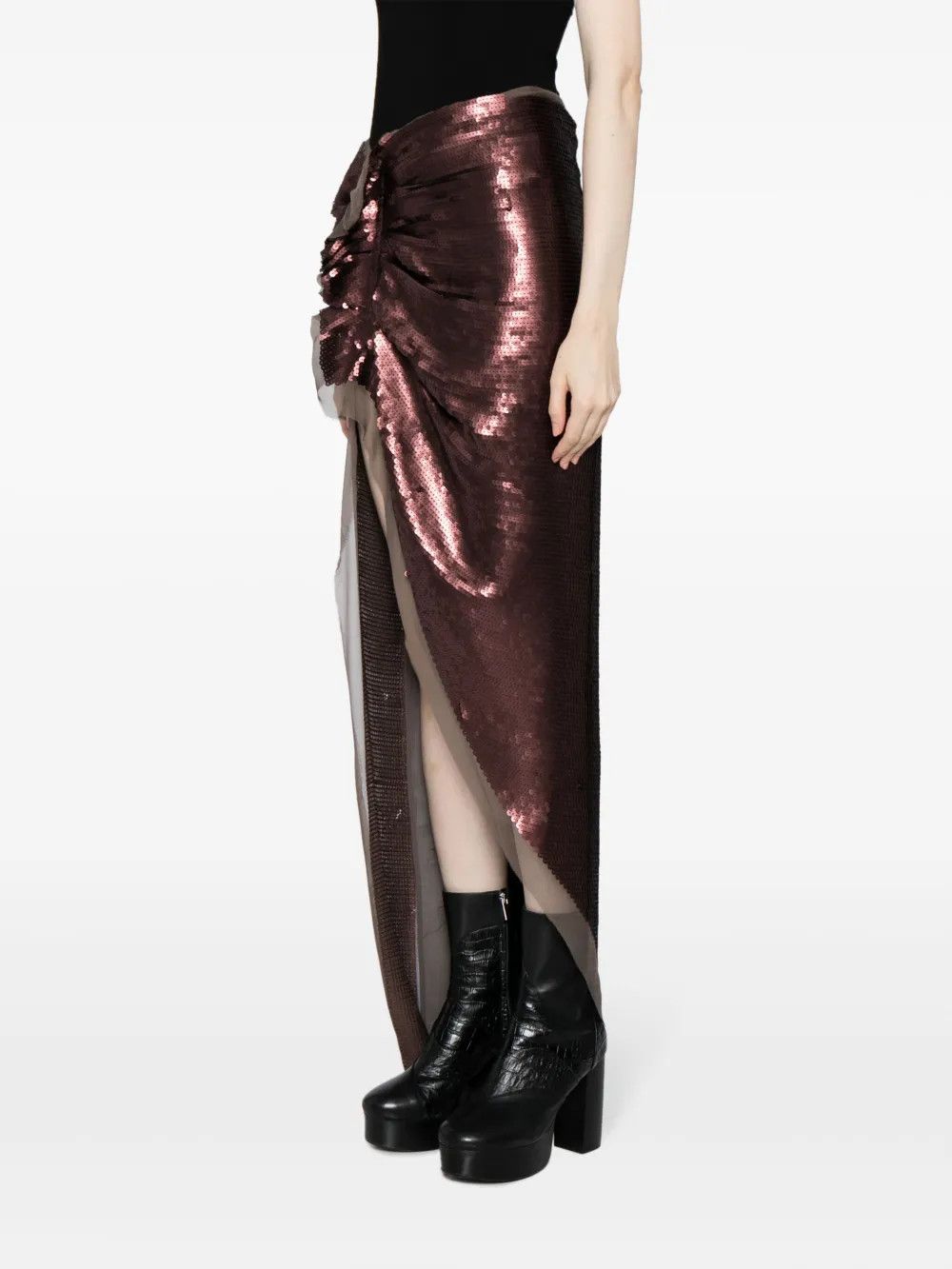 Rick Owens o1y0126 Maxi Skirt in Chocolate Brown Size 26" / US 2 / IT 38 - 3 Thumbnail