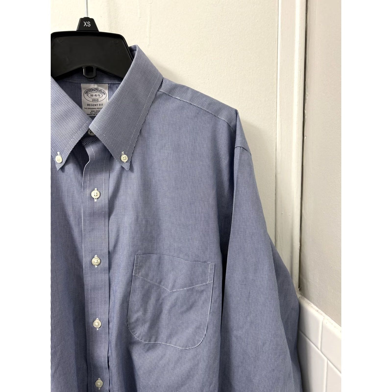 Brooks Brothers Brooks Brothers Original Polo Shirt Mens Sz 16 Blue Houndstooth Regent Button-Up Dress Shirt Size US L / EU 52-54 / 3 - 4 Thumbnail