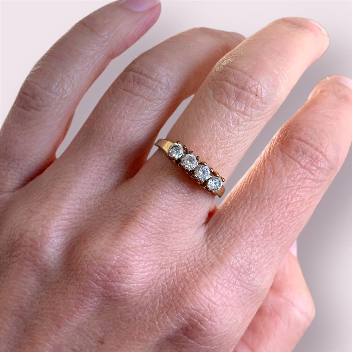 Vintage Antique Crystal Gold Plated Ring Size ONE SIZE - 1 Thumbnail