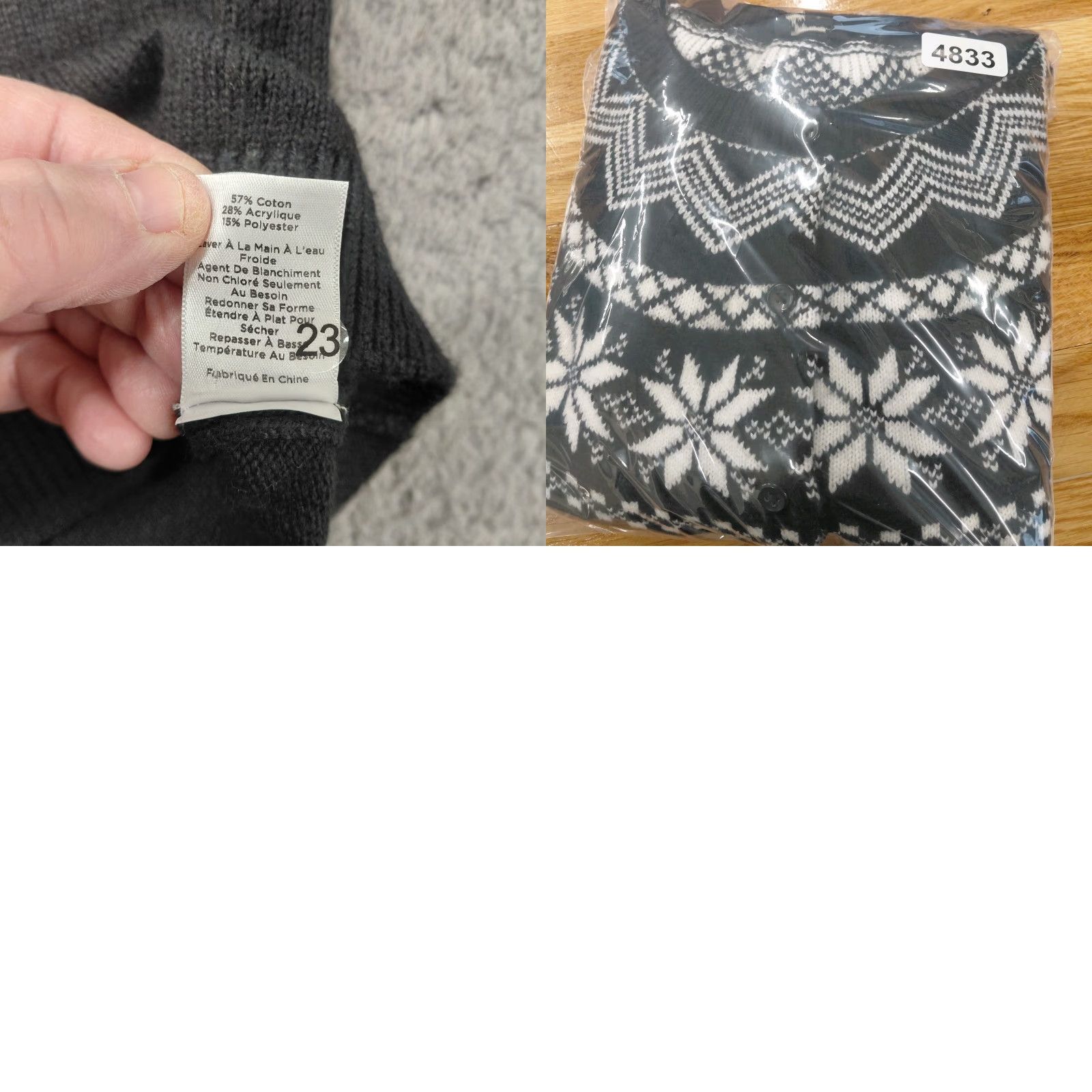 Talbots Talbots Cardigan Women’s Large Black & White Fair Isle Snowflake Knit Sweater Crew Neck Buttoned Raglan Sleeve Size L / US 10 / IT 46 - 9 Thumbnail