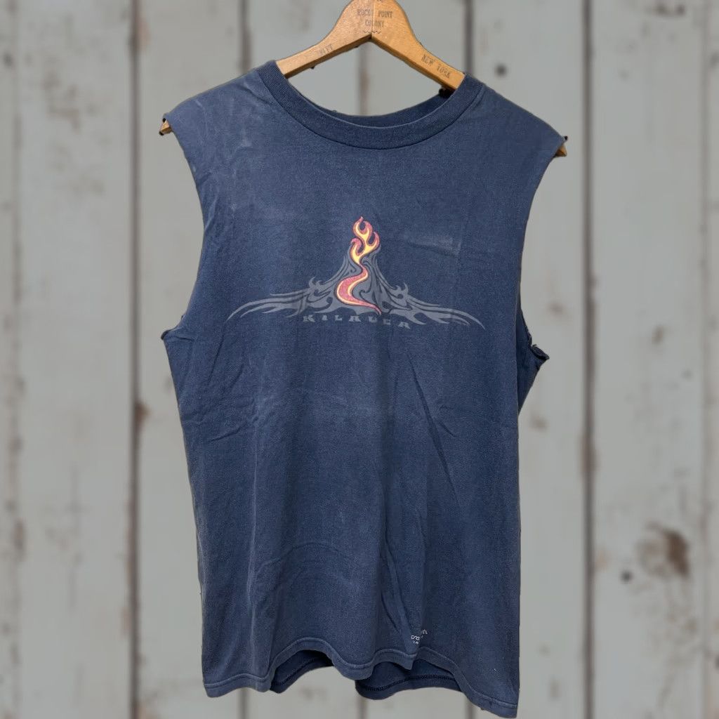 Vintage VINTAGE Crazy Shirts T-Shirt M Men Beach Hawaii Distressed Blue Sleeveless Crew Neck Cotton Graphic Print 90s? Size US M / EU 48-50 / 2 - 1 Thumbnail