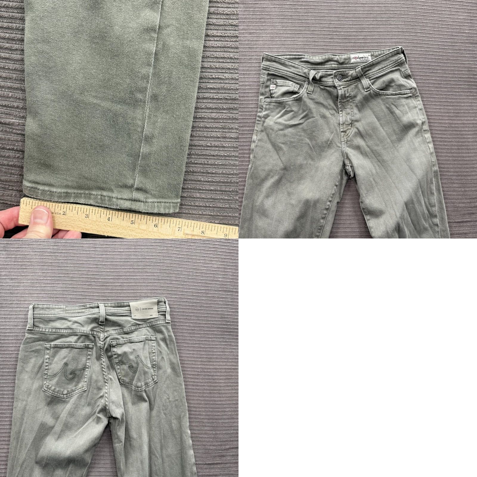 Denime AG Everett Jeans Mens 29x33 Green Slim Straight Stretch AG-ED Denim Pants Size US 29 - 8 Thumbnail