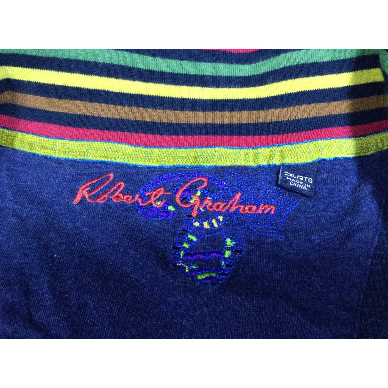 Robert Graham VINTAGE Robert Graham Sweater 1/4 Zip Navy Blue Cotton XL Mens SKU 1/2 Zip 100% Cotton Men’s Clothing Size US XL / EU 56 / 4 - 4 Thumbnail