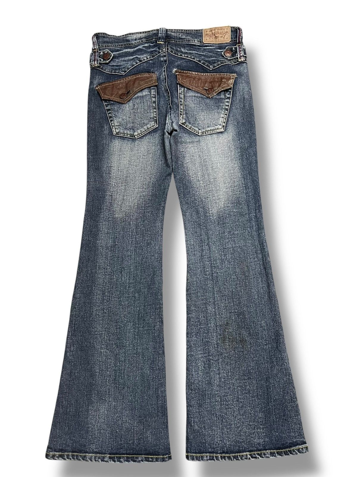 Japanese Brand Vintage Flared Original Jeans Japan - Faded Wash Style Jeans Size US 33 - 3 Thumbnail