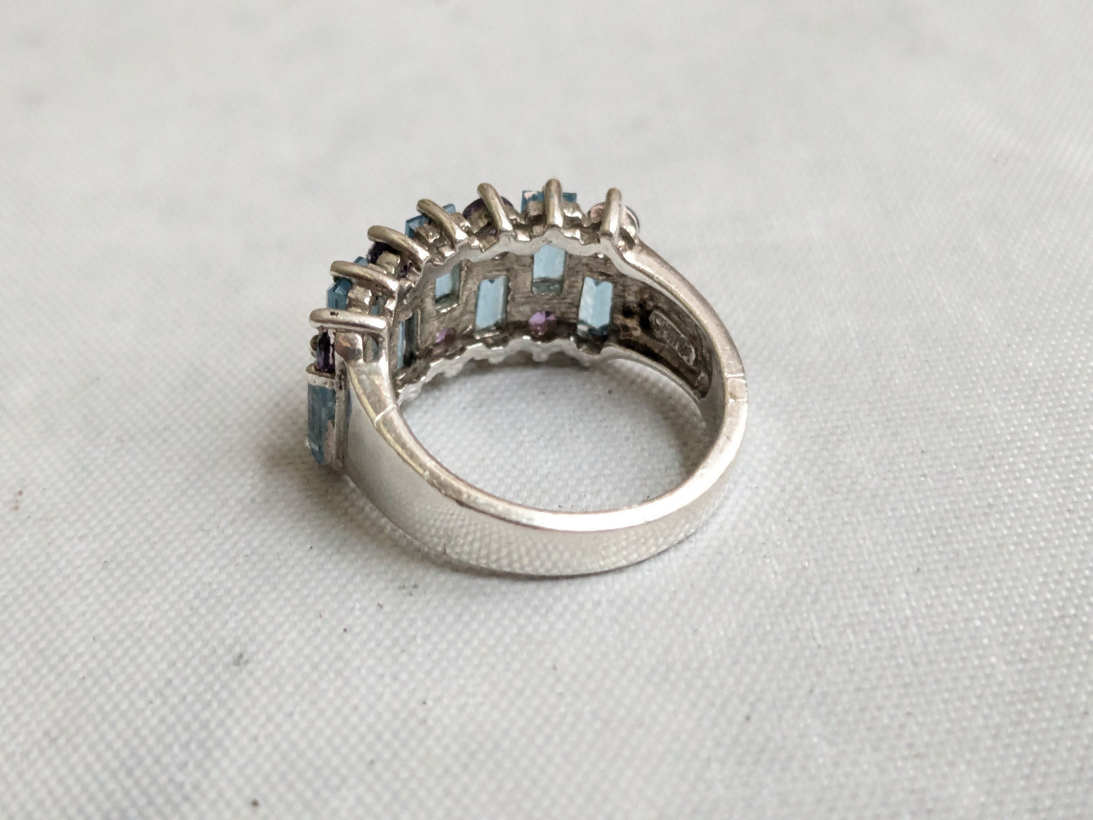 Jewelry Sterling Silver Ring Blue Topaz Amethyst Size 6 Size ONE SIZE - 5 Thumbnail