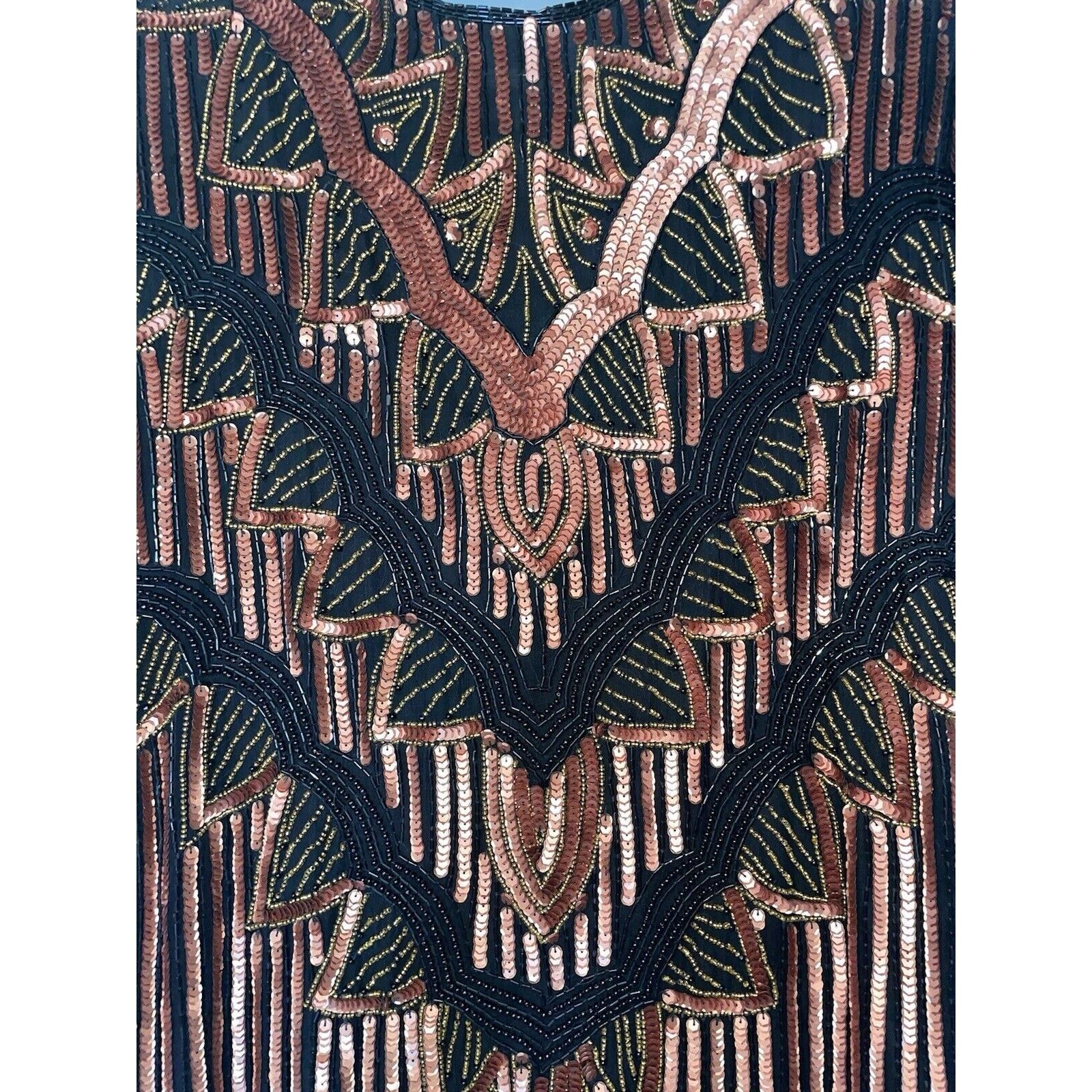 Vintage Vintage 1980's Black & Bronze Sequin Bolero Jacket Cape 1X Size XL / US 12-14 / IT 48-50 - 6 Thumbnail