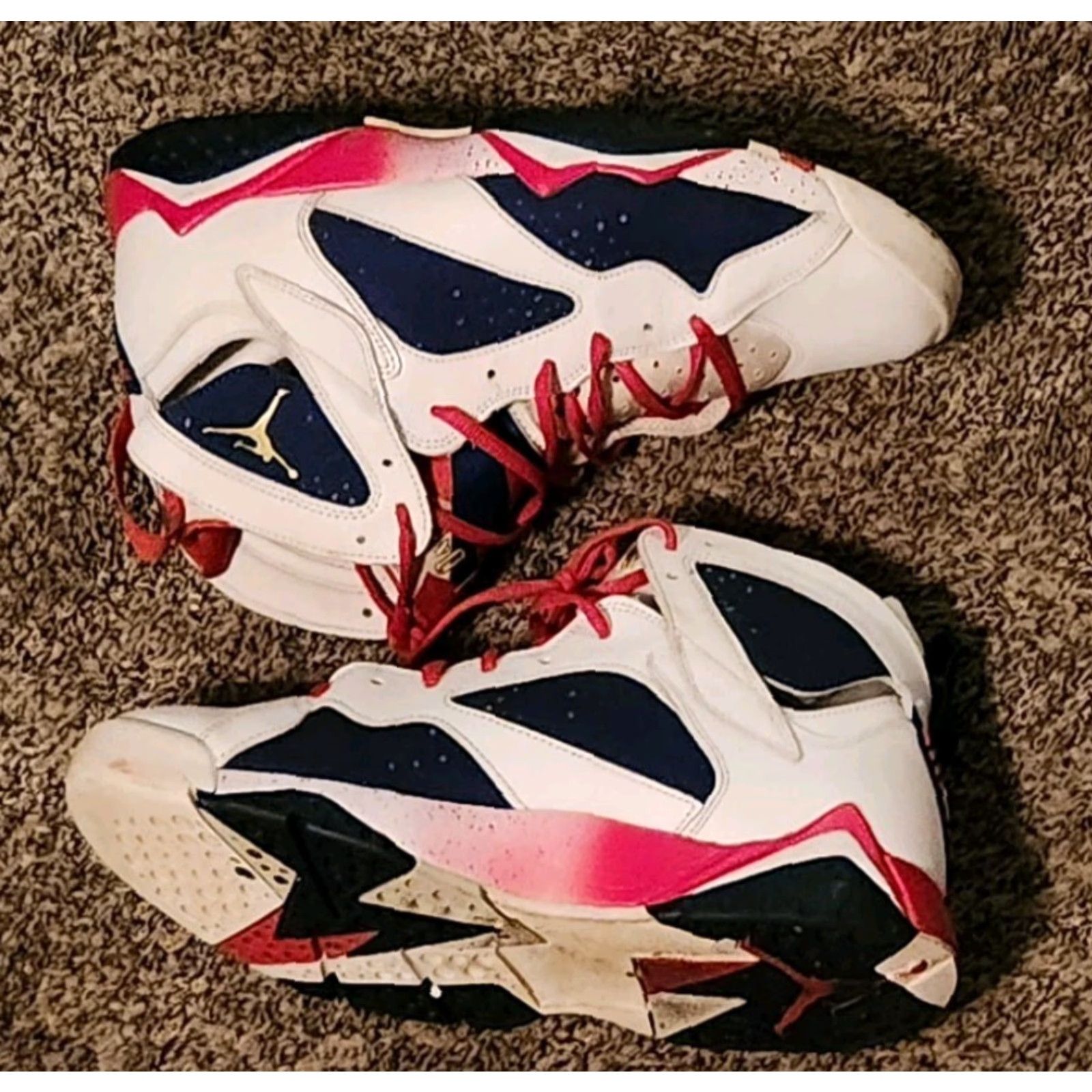 Nike Nike Air Jordan 7 VII Retro Men’s Tinker USA Olympic Alternate High Top Sneaker 10 White Rubber Fabric Size US 10 / EU 43 - 2 Thumbnail