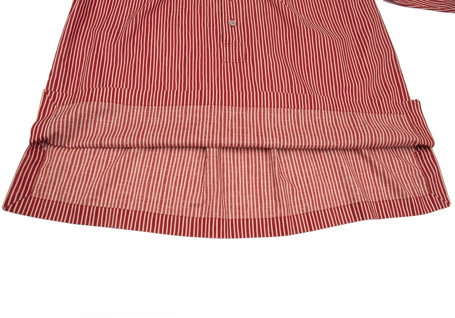 Issey Miyake Cotton Stripe Band Collar Pullover Shirt Red Cream Size US S / EU 44-46 / 1 - 13 Thumbnail