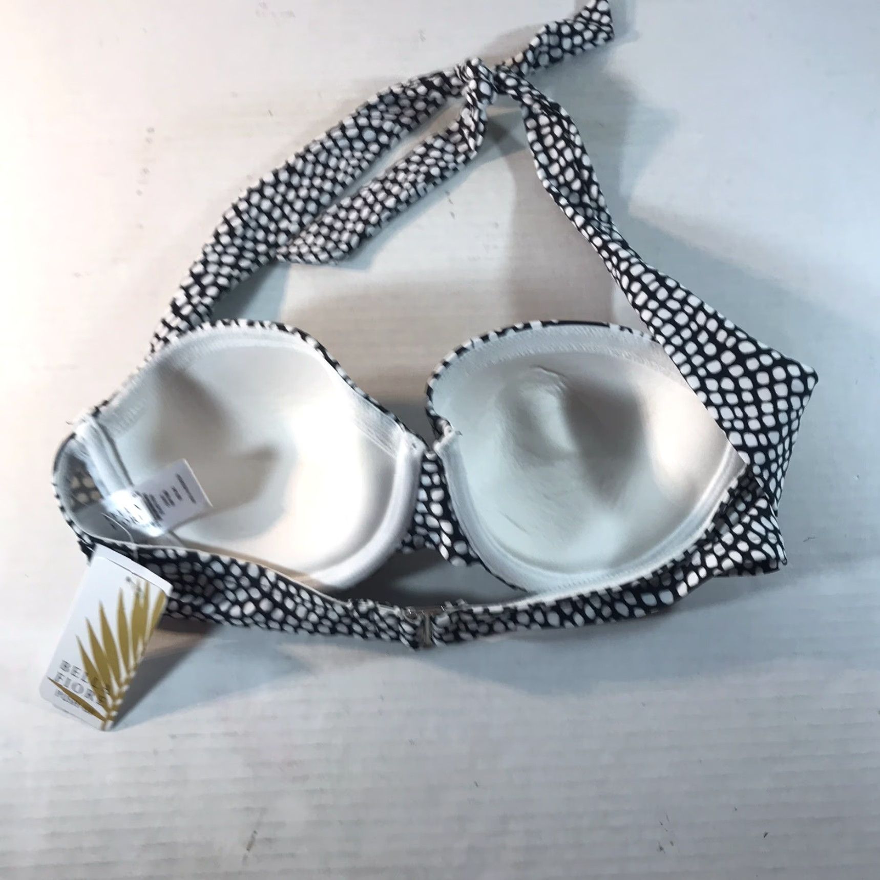 Bell Fiore Black/White Polka Dot Padded Halter Bikini Top Womens Size 34C Classic Size XXS / US 00 / IT 34 - 2 Thumbnail