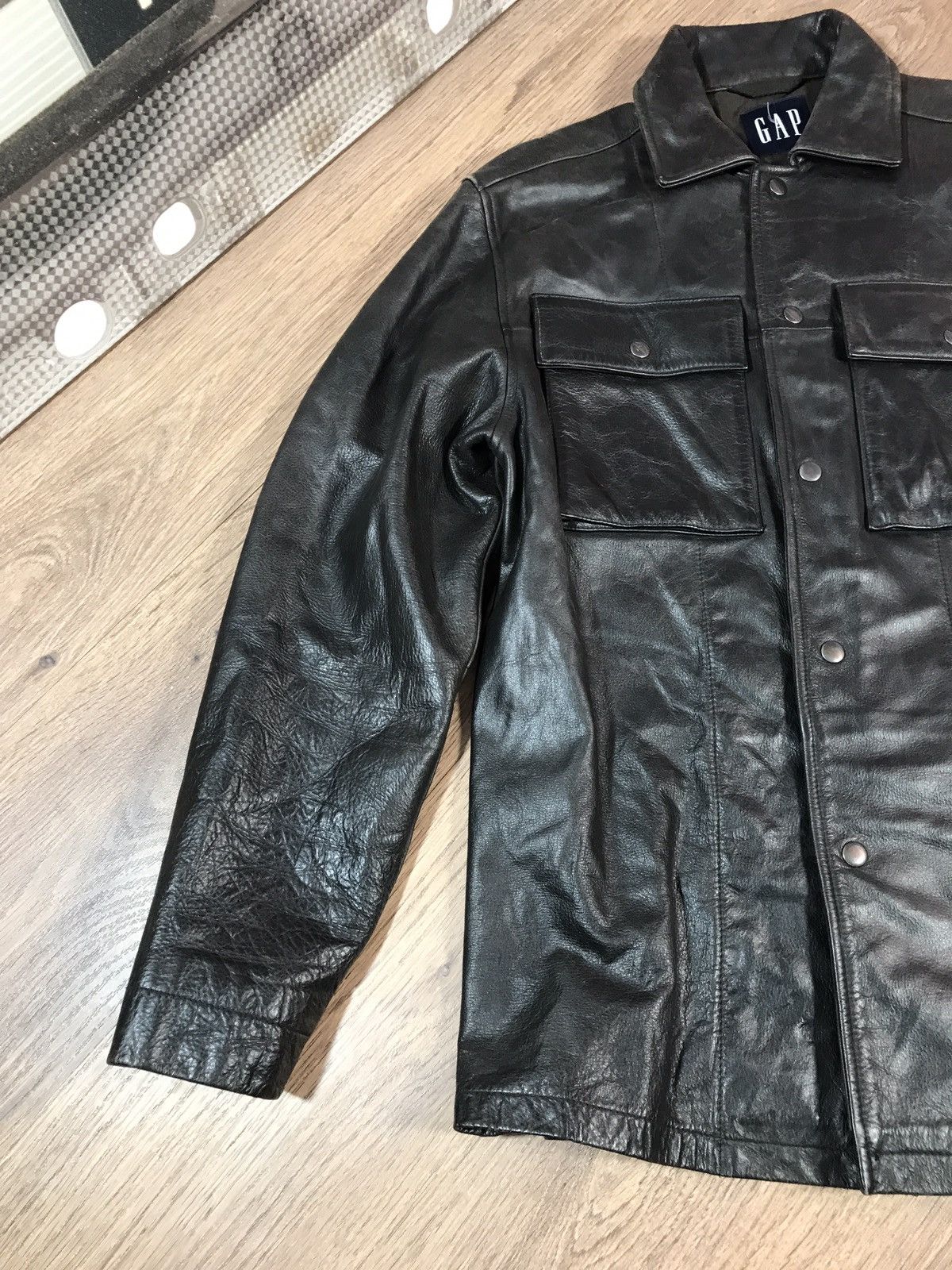 Gap Vintage Distressed Gap Leather Bicker Jacket Size US M / EU 48-50 / 2 - 2 Thumbnail