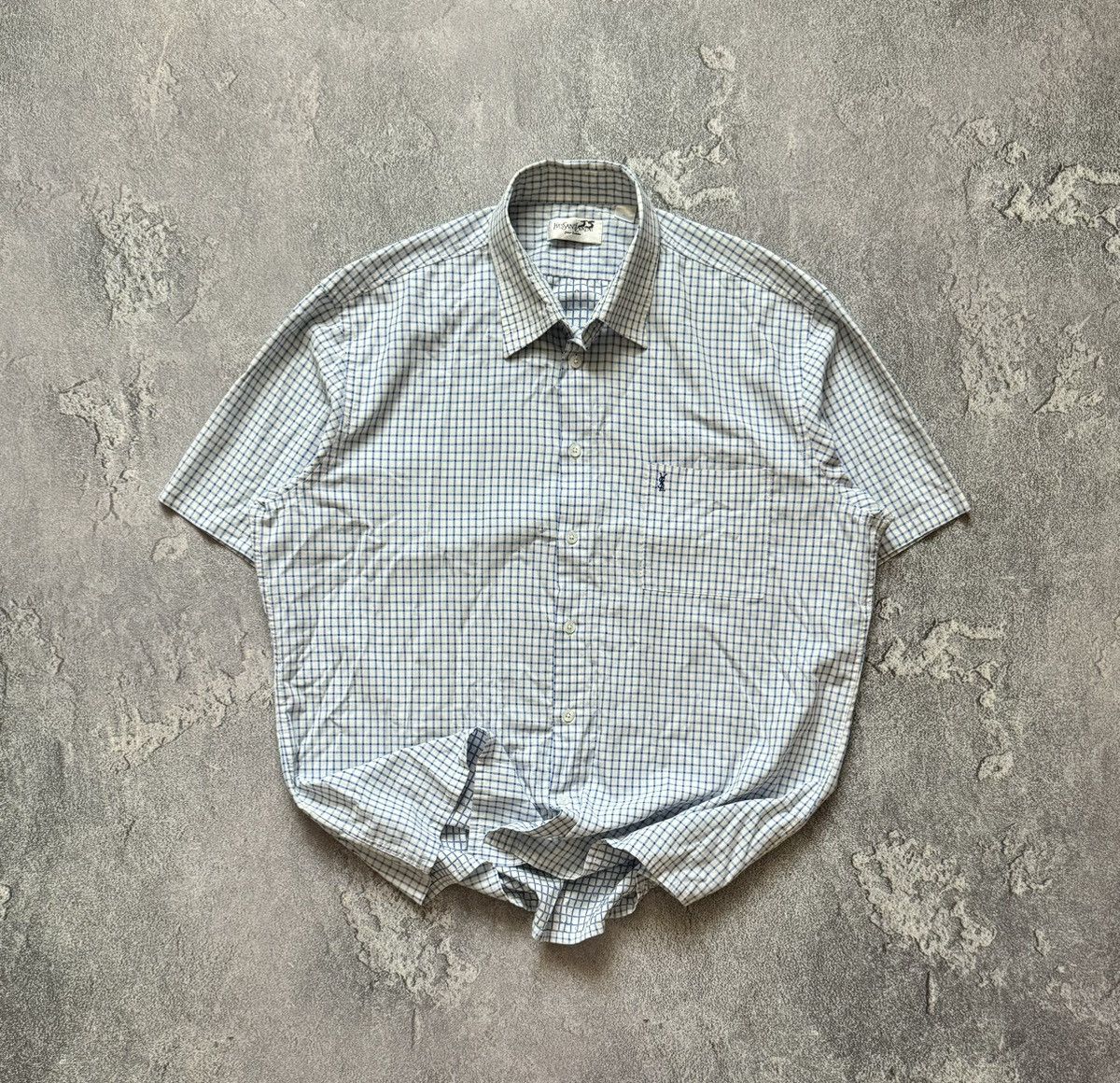 Vintage × Yves Saint Laurent YvesSaintLaurent YSL XL checkered shirt button up polo tee Size US XL / EU 56 / 4 - 1 Thumbnail
