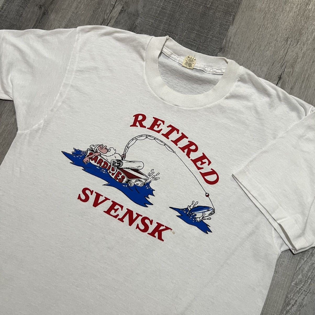 Vintage VTG Retired Svensk 1980s White Swedish Fishing Fisherman Tee Size US L / EU 52-54 / 3 - 2 Thumbnail