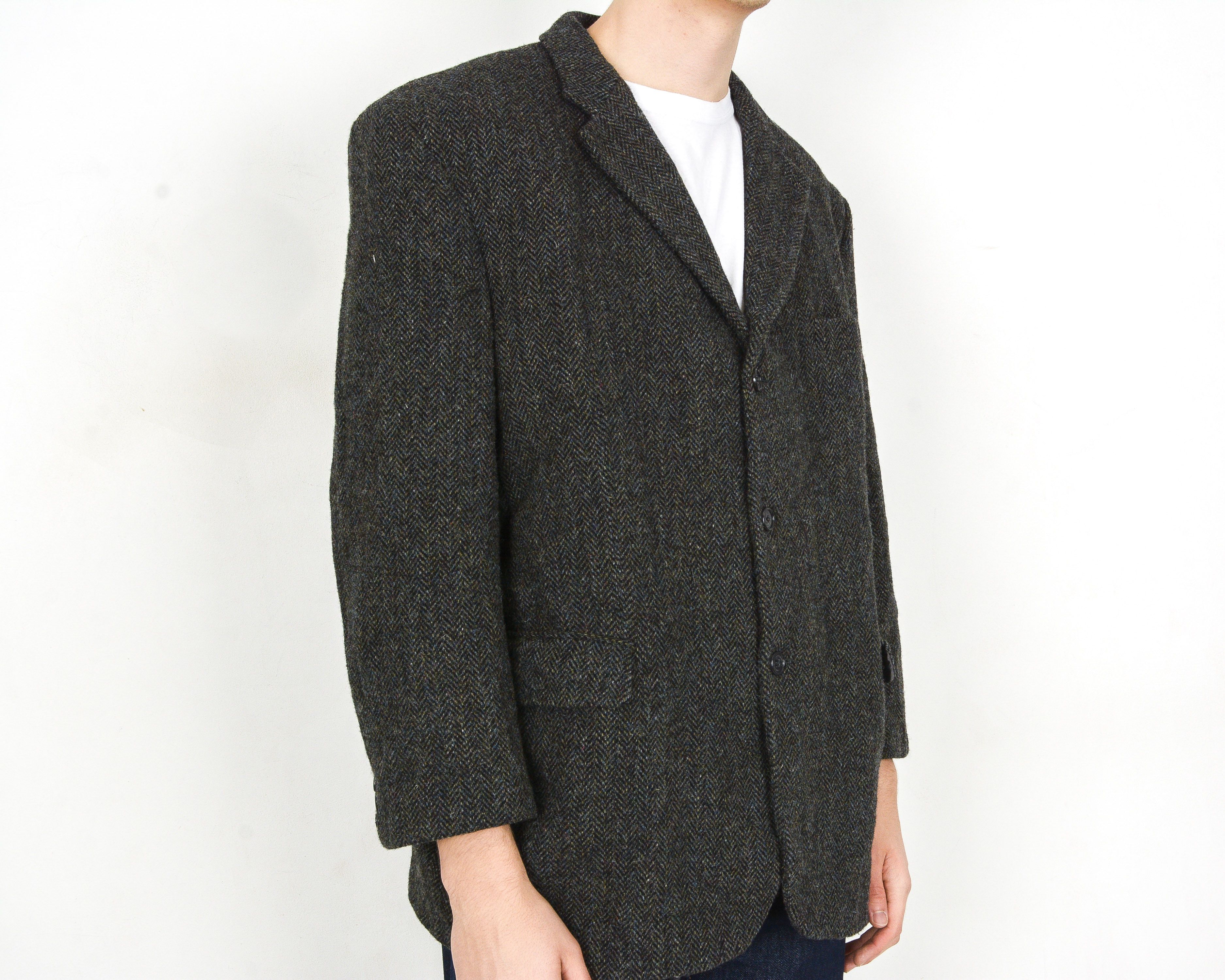 Harris Tweed Herringbone Blazer US 50S Wool Suit Tweed Jacket Coat 3XL Size 50S - 4 Thumbnail