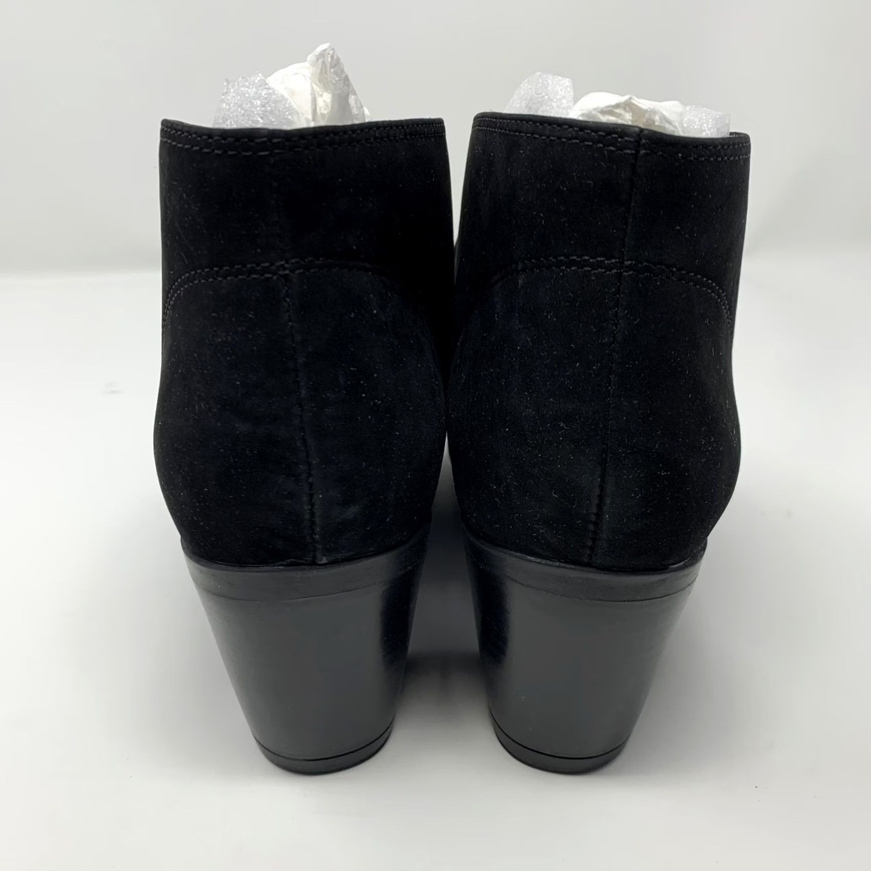 Vintage Abeo Boots Womens Size 7 Black Suede Ankle Booties Comfort Lace Up Block Heel Size US 7 / IT 37 - 4 Thumbnail