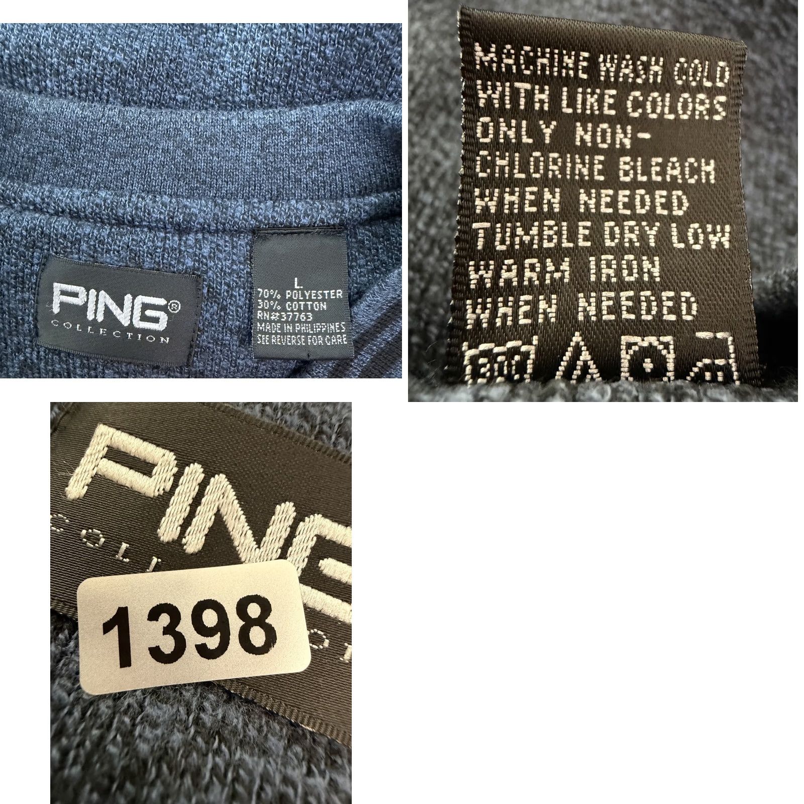 Vintage PING Fleece Sweatshirt Mens Large Navy Blue V-neck Golf Pullover Embroidered Dad (AS IS) Size US L / EU 52-54 / 3 - 9 Thumbnail