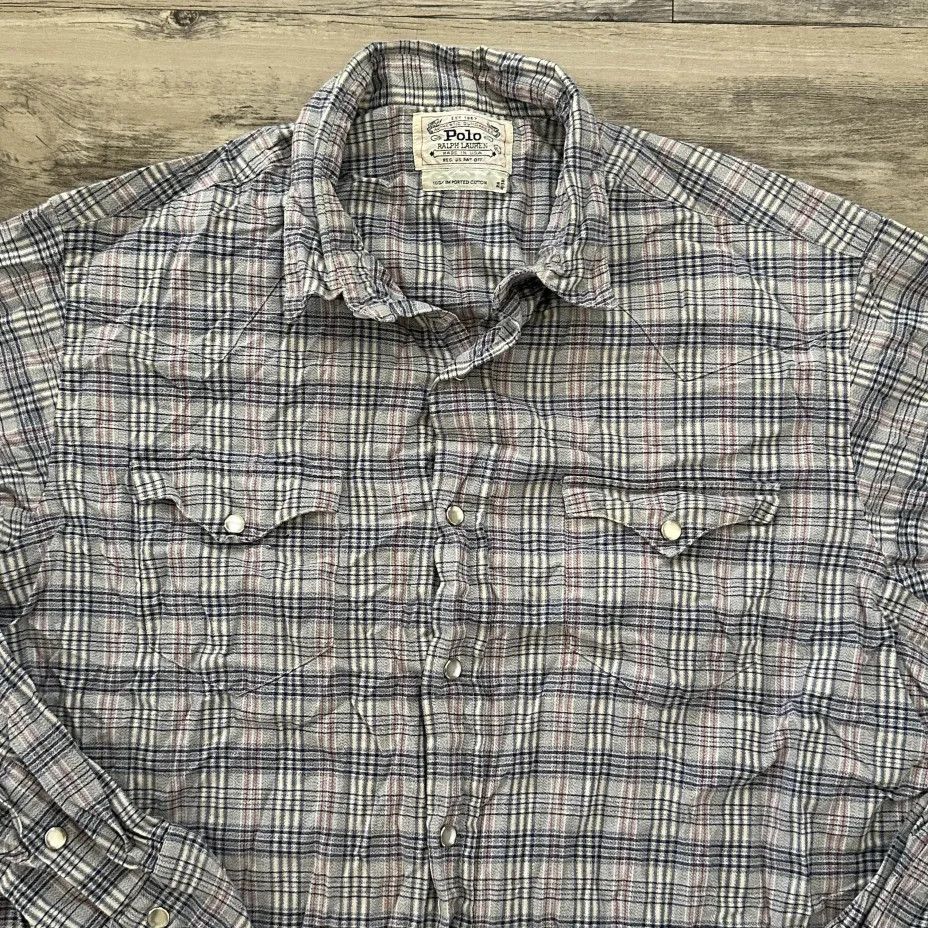 Polo Ralph Lauren Vintage Polo Ralph Lauren Western Pearl Snap Button Shirt Size US XL / EU 56 / 4 - 3 Thumbnail