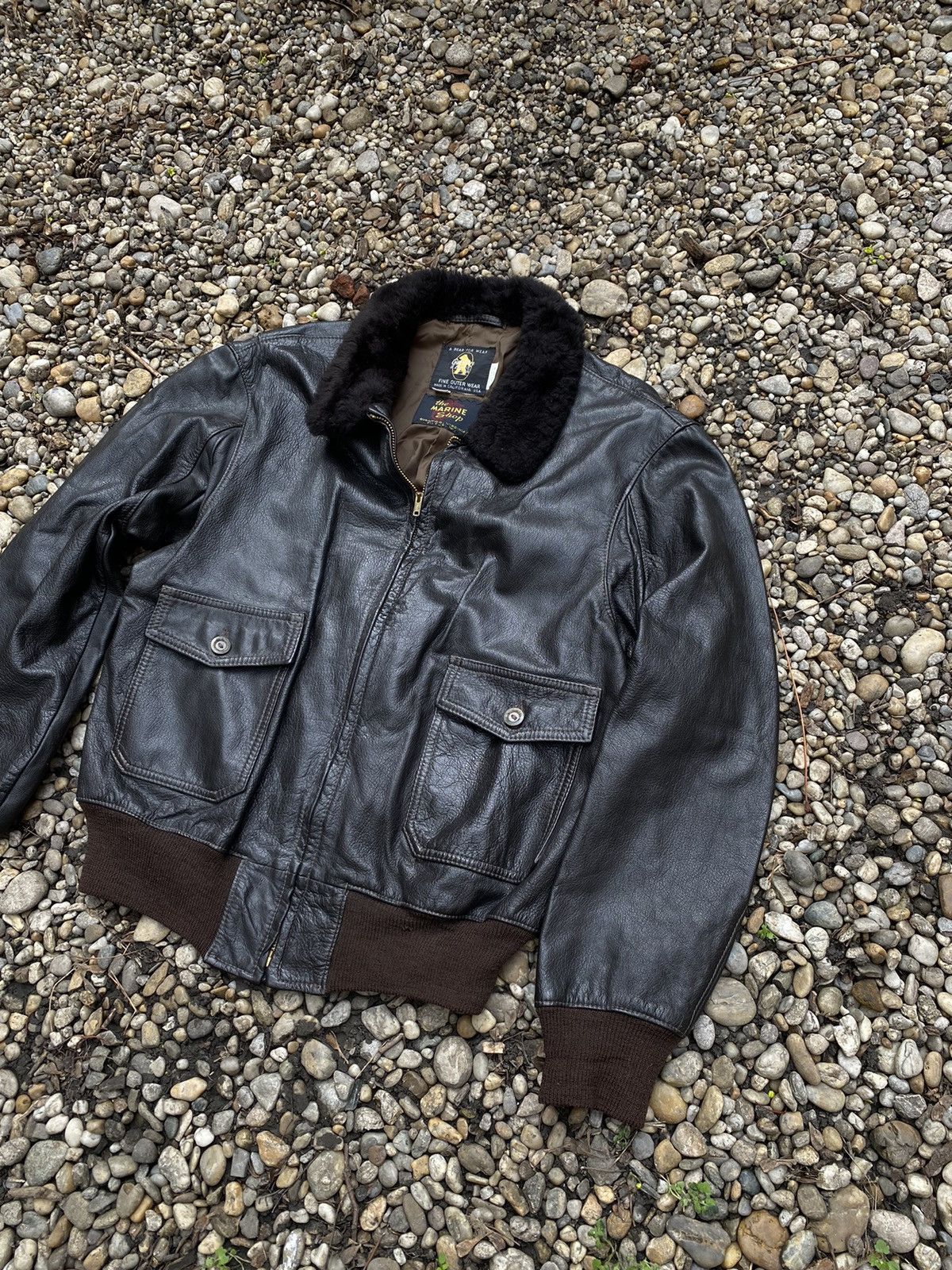 Golden Bear × Vintage Vintage 70s Golden Beat Goat Skin Leather G1 Flight Jacket Size US M / EU 48-50 / 2 - 7 Thumbnail