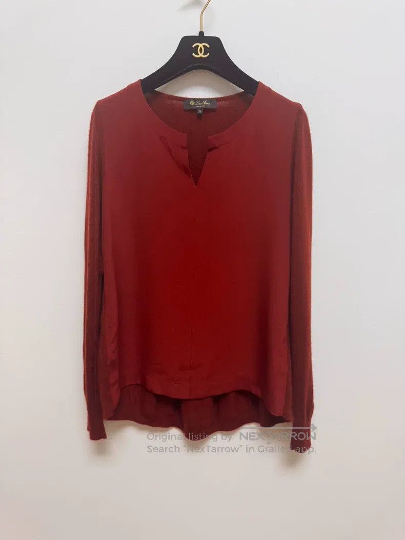 Loro Piana Deep Burgundy Silk and Cashmere Knit Sweater