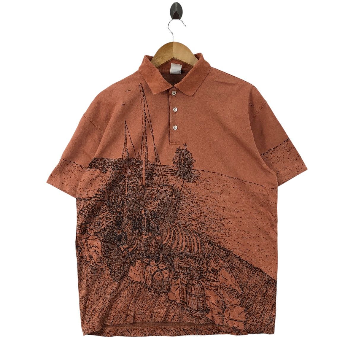 Vintage Vintage Modigliani Italy Art Logo AOP Polos Size L Size US L / EU 52-54 / 3 - 1 Thumbnail