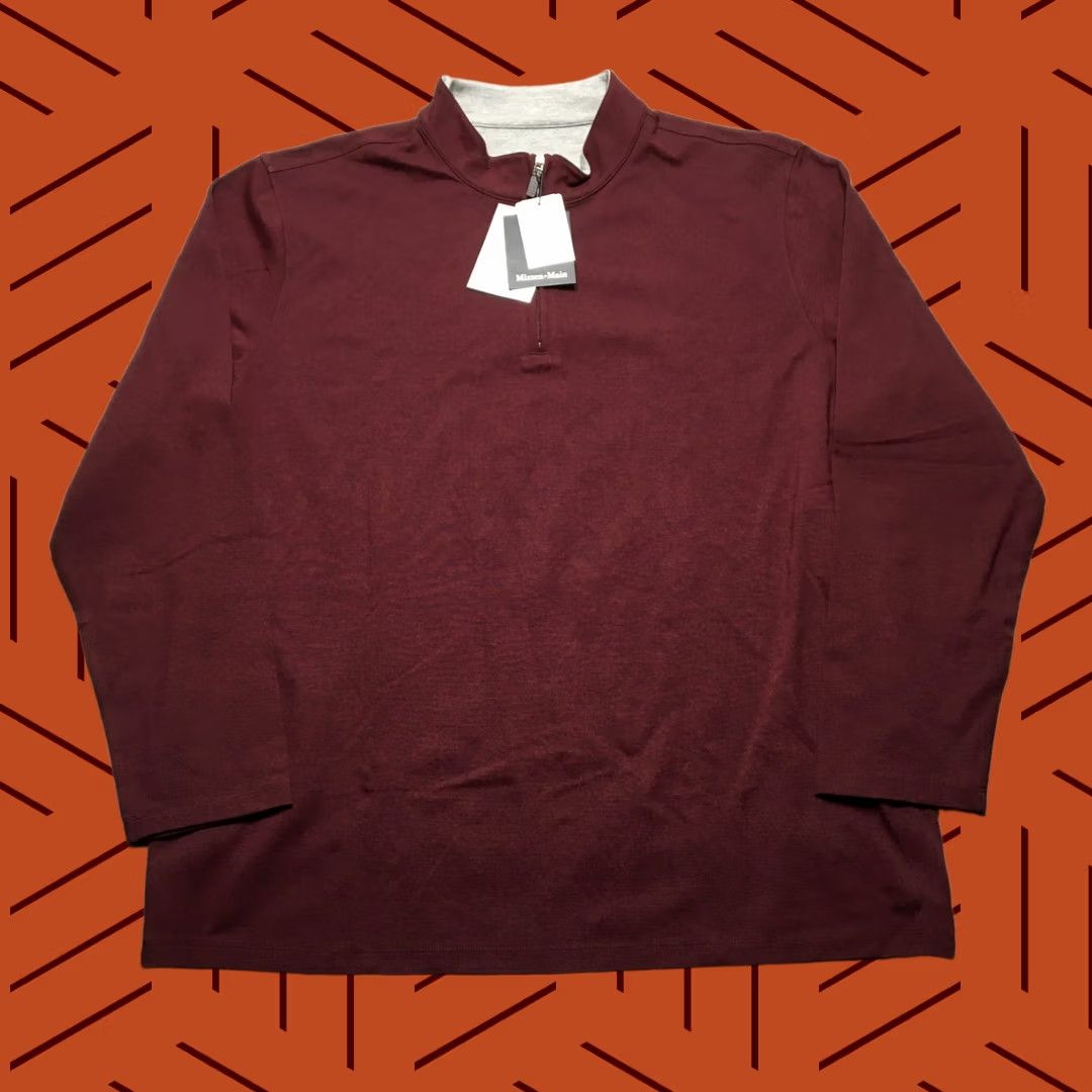 Mizzen+Main Mizzen+Main Proflex Quarter Zip Mens 2XL Dark Red Performance Golf Pullover Shirt (Mock Neck, 1/4 Zip) Size US XXL / EU 58 / 5 - 1 Thumbnail