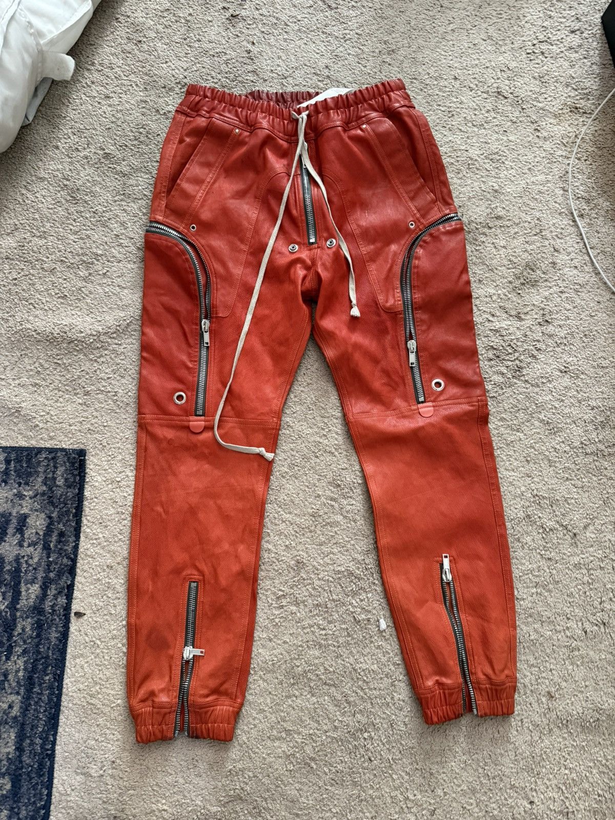 Rick Owens Rick Owens Orange Leather Trouser Size US 42 / EU 58 - 1 Thumbnail