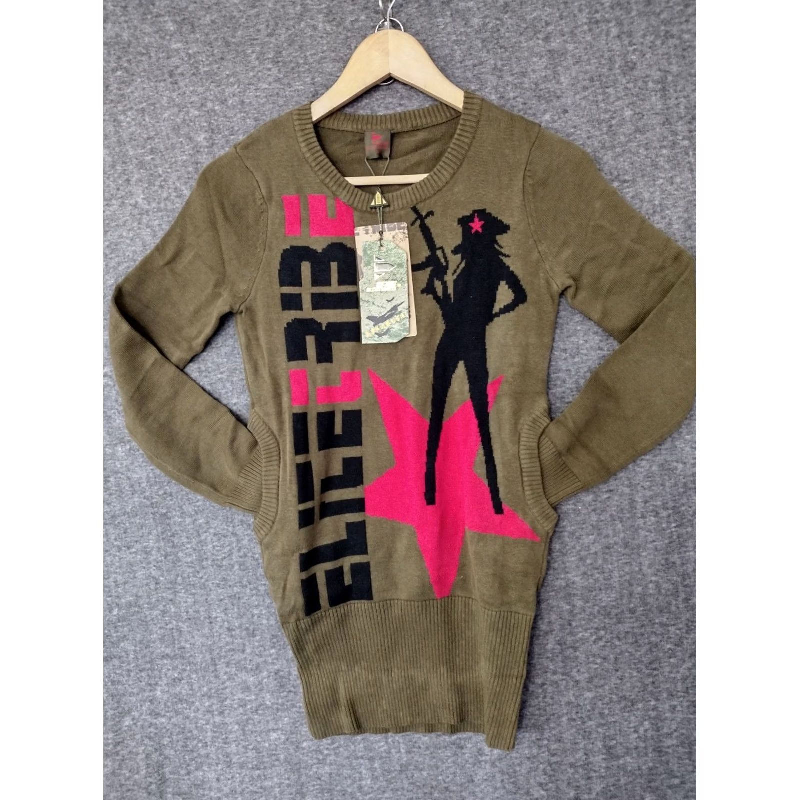 Vintage VINTAGE Elite Tribe Military theme Sweater Long Sleeve Women XS? Size S / US 4 / IT 40 - 2 Thumbnail
