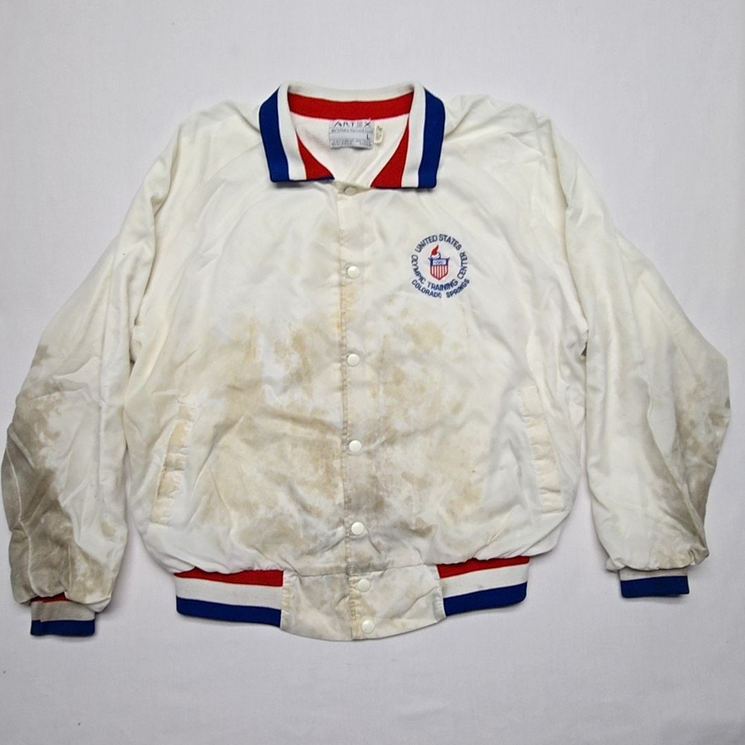 Vintage Vintage USA Olympic Training Jacket Artex White Mens Large Size US L / EU 52-54 / 3 - 6 Thumbnail