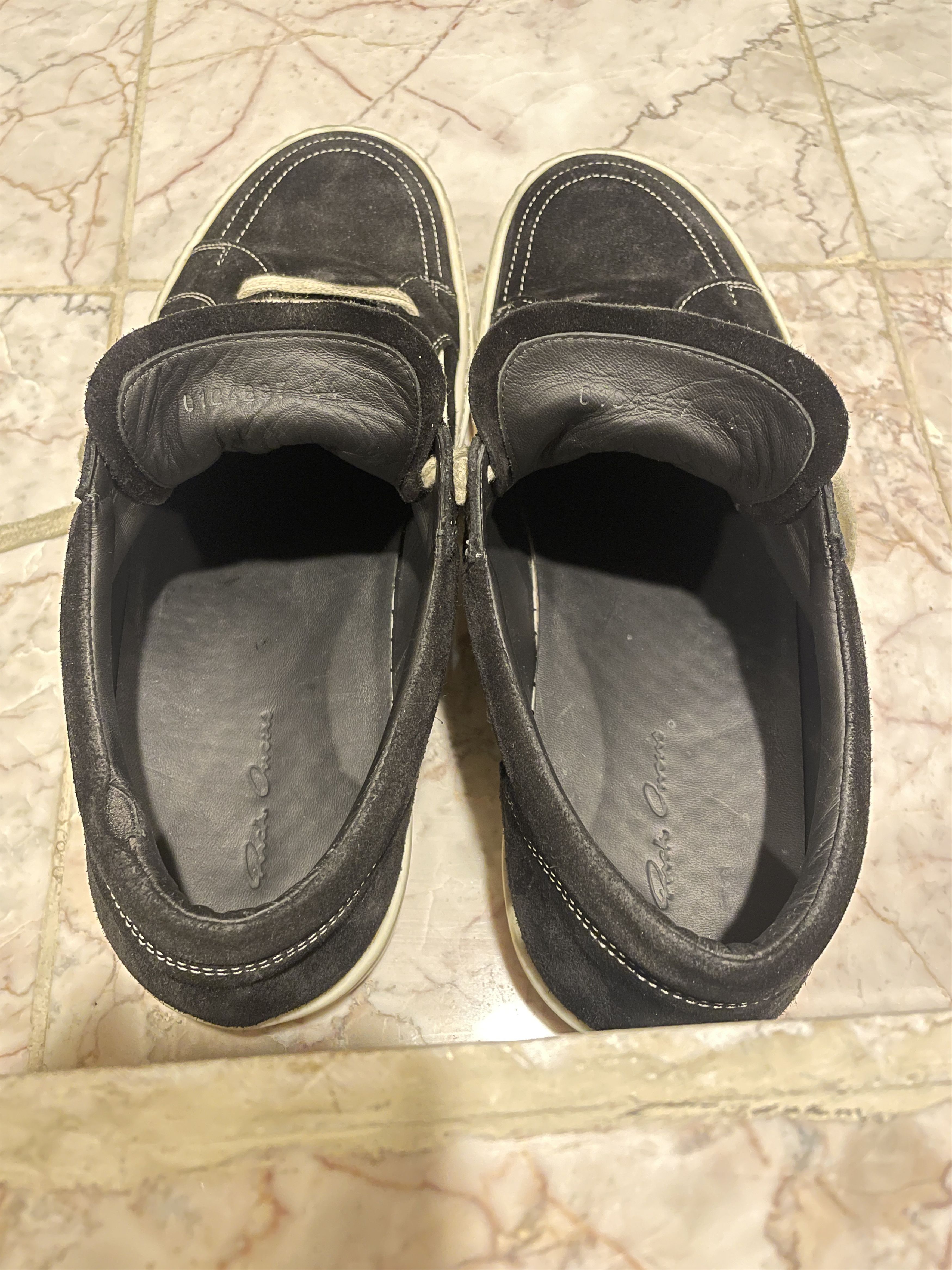 Rick Owens Rick Owens EDFU Suede Leather Vintage Low 'Black Milk' Size US 11 / EU 44 - 7 Thumbnail