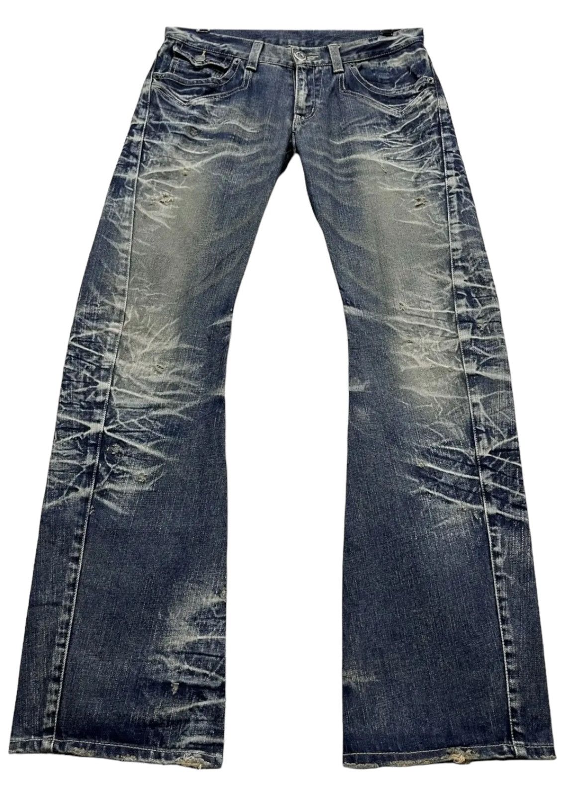 BIGI 🔥Vtg RATTLE TRAP Acid Mud Wash Distressed Punk Flare Denim Size US 31 - 1 Thumbnail