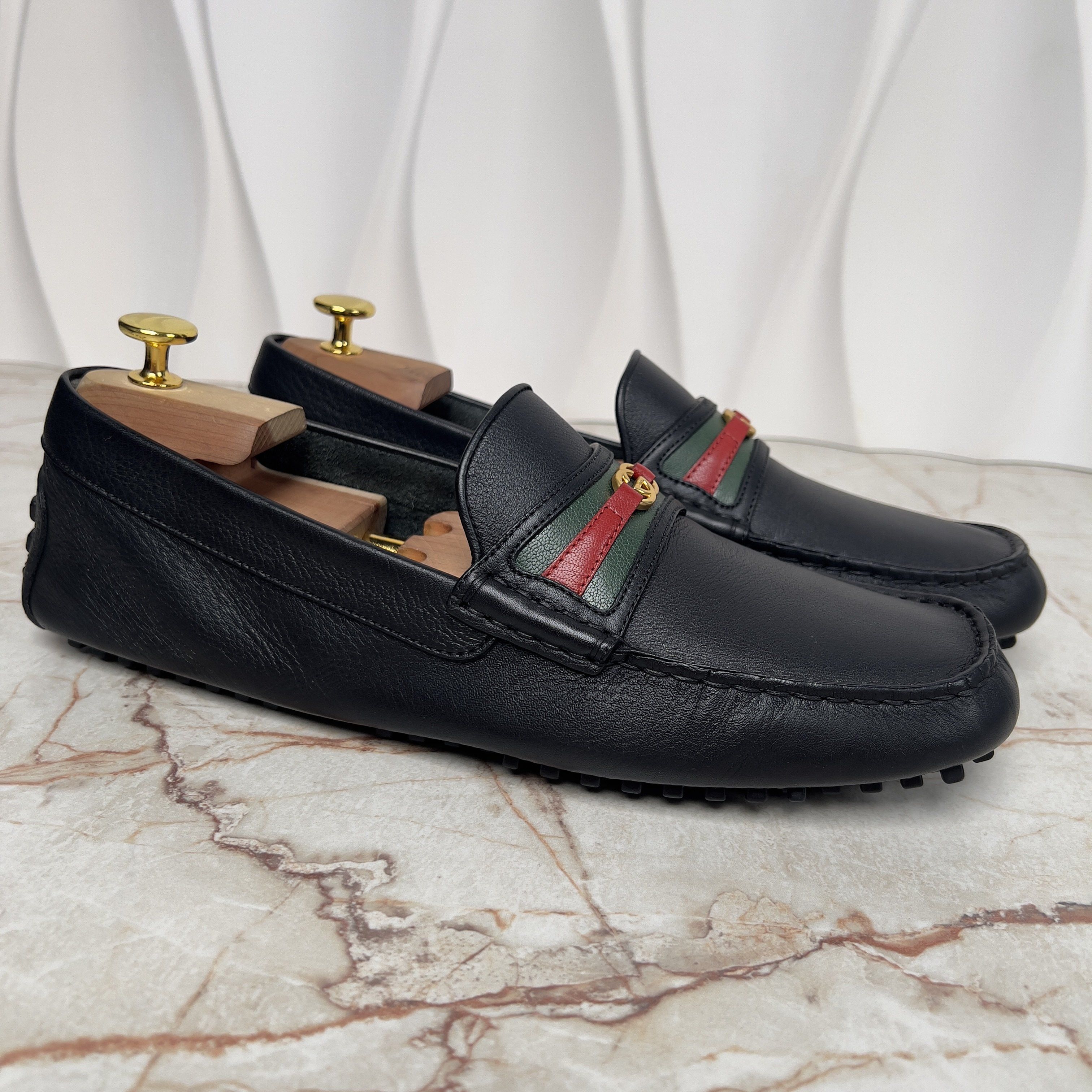 Gucci Web Moccasins GG Logo Black Leather Size US 9.5 / EU 42-43 - 4 Thumbnail