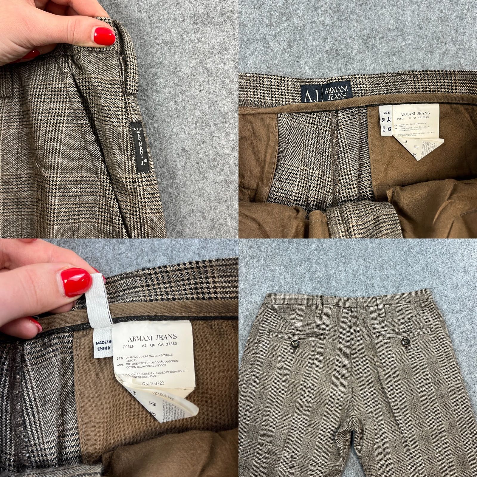Armani Armani Mens Wool Trousers Pants Straight 32 Grey Check Plaid Jeans Regular Size US 32 / EU 48 - 8 Thumbnail