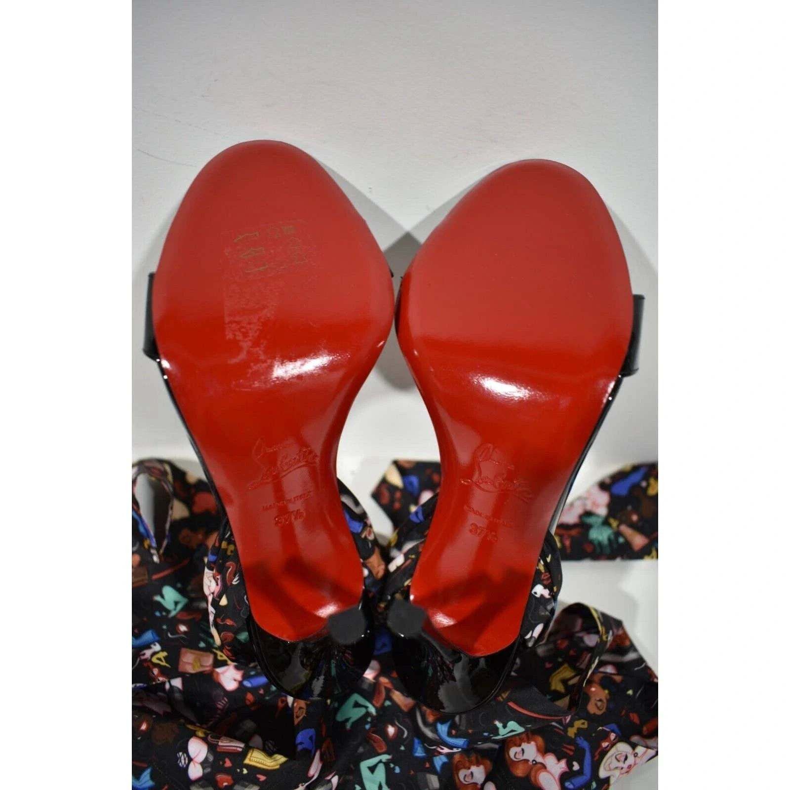 Christian Louboutin Fetish Du Desert 100 Black Lace Up Tie Sandal Heel Pump 37.5 Size US 7.5 / IT 37.5 - 12 Thumbnail