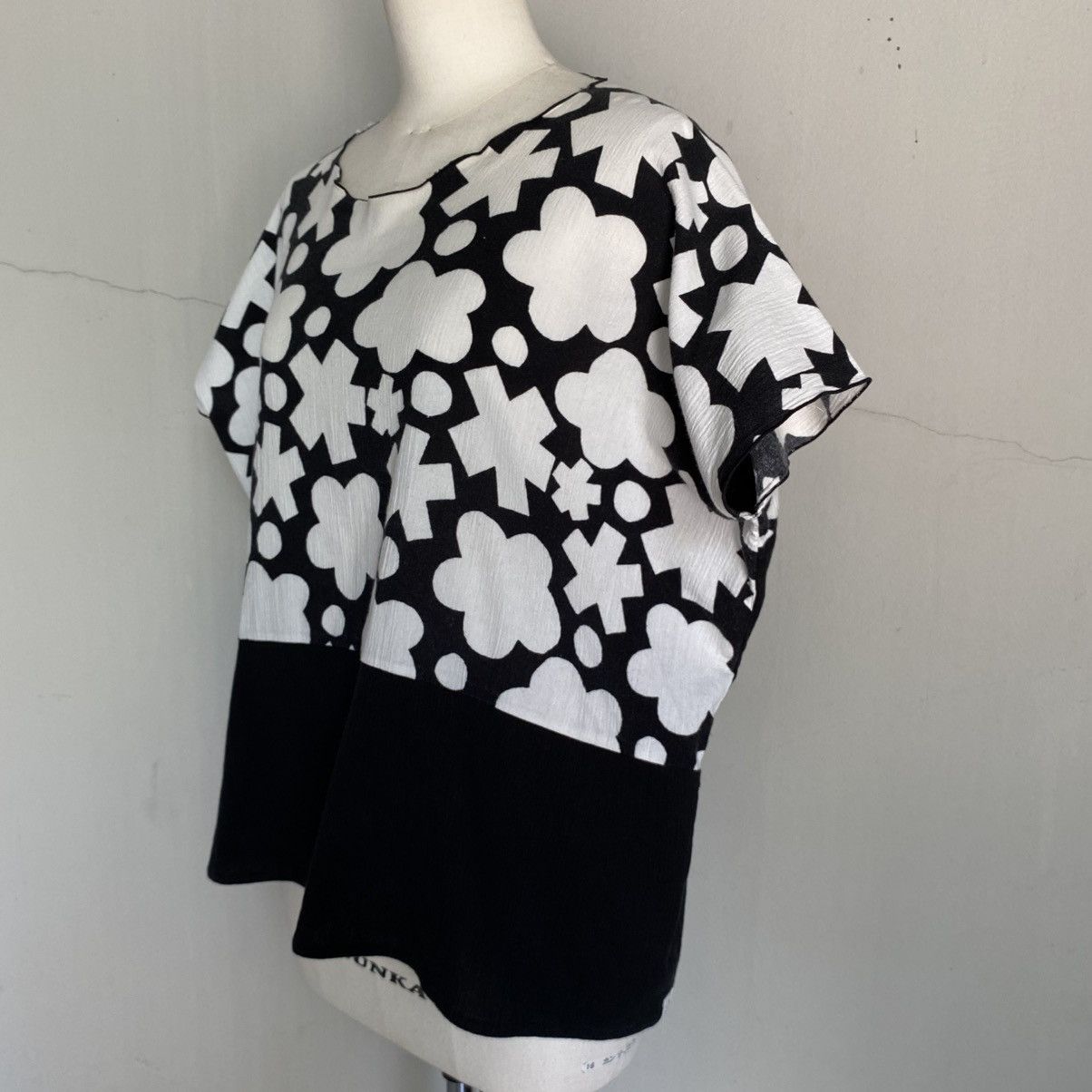 SOU SOU S O U . S O U Black and White Geometric Print Loose Blouse Size L / US 10 / IT 46 - 12 Thumbnail