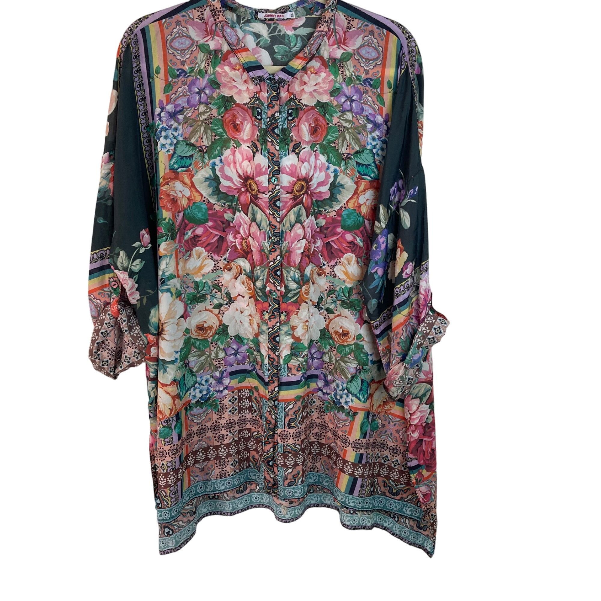 Image of Johnny Was Womens Blouse Size XL Multicolor Bethia Floral