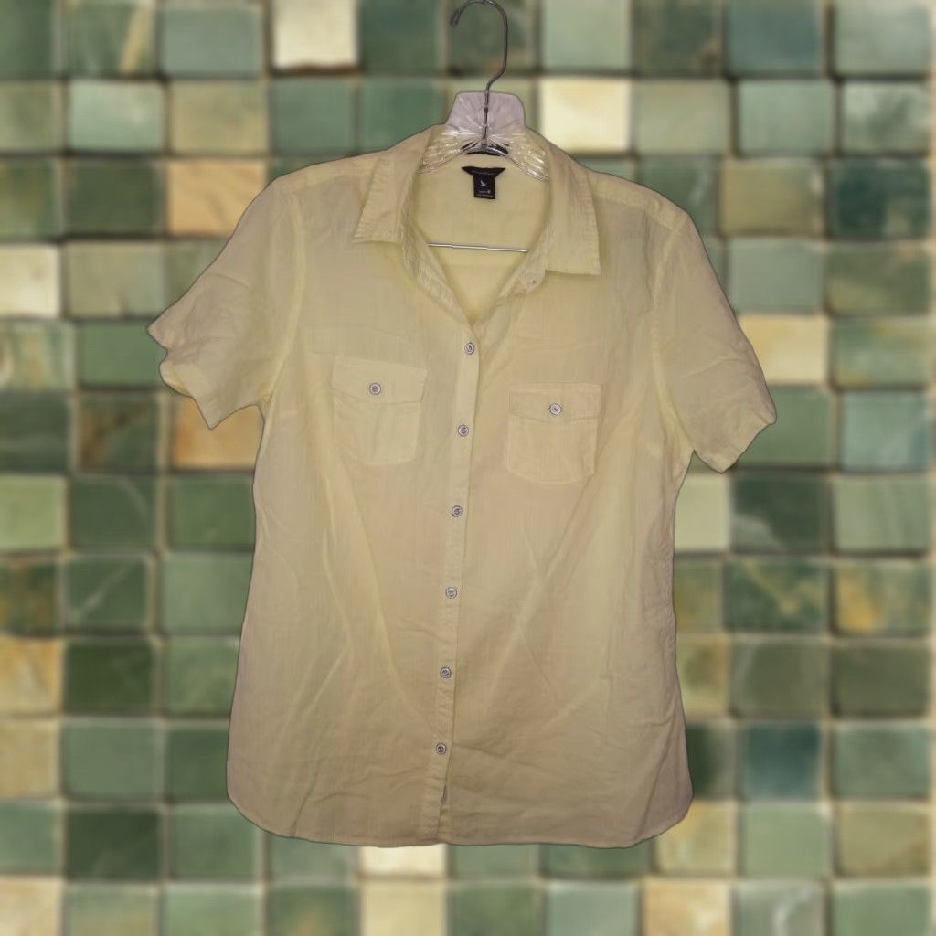Eddie Bauer VINTAGE Eddie Bauer Blouse Shirt Women Medium Yellow Button-Up (if not vintage, omit vintage). Size M / US 6-8 / IT 42-44 - 1 Thumbnail